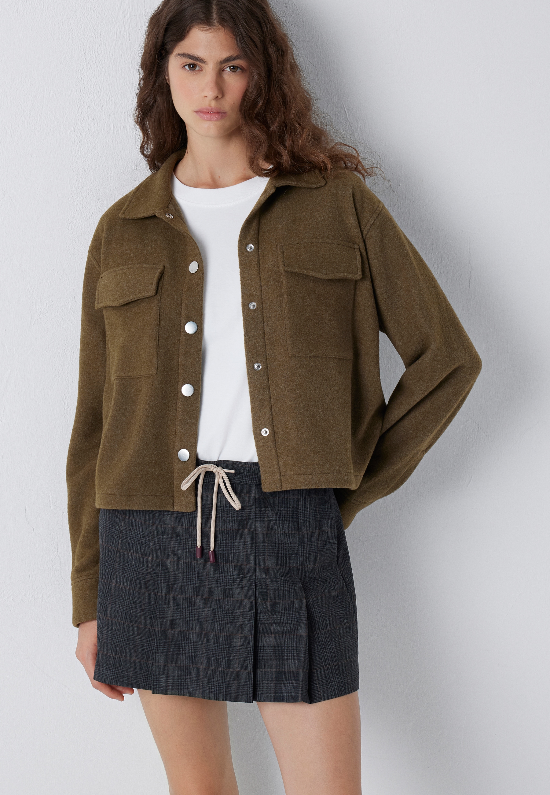 Mavi Polokragenpullover "BUTTON SWEATSHIRT" Overshirt Fleece