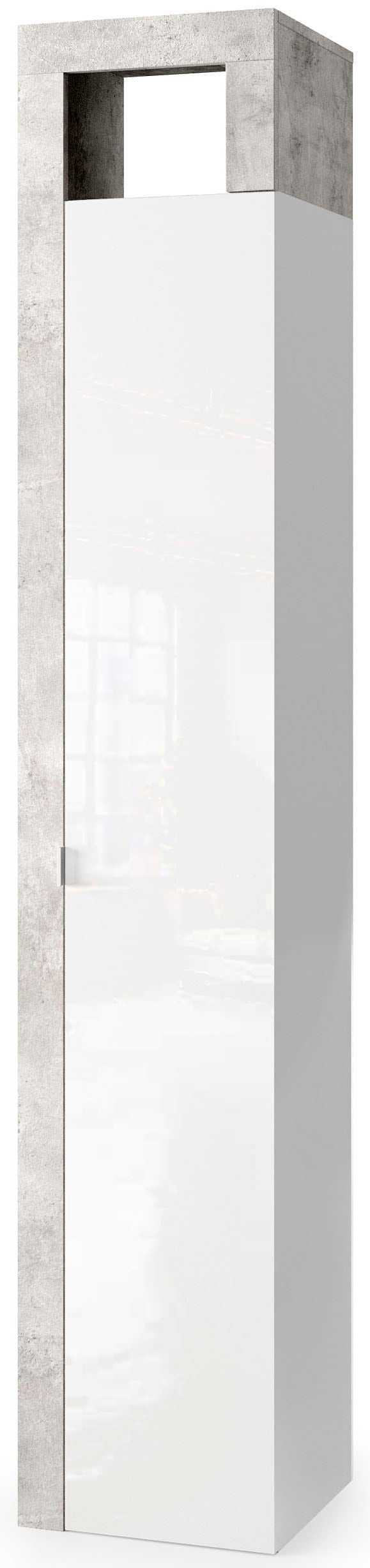 welltime Hochschrank »Hamburg Höhe 195 cm, Breite 35 cm, Badezimmerschrank mit 1 Tür,«, dekorativer Rahmen, offenes Fach, Metallgriff, 5 Einlegeböden