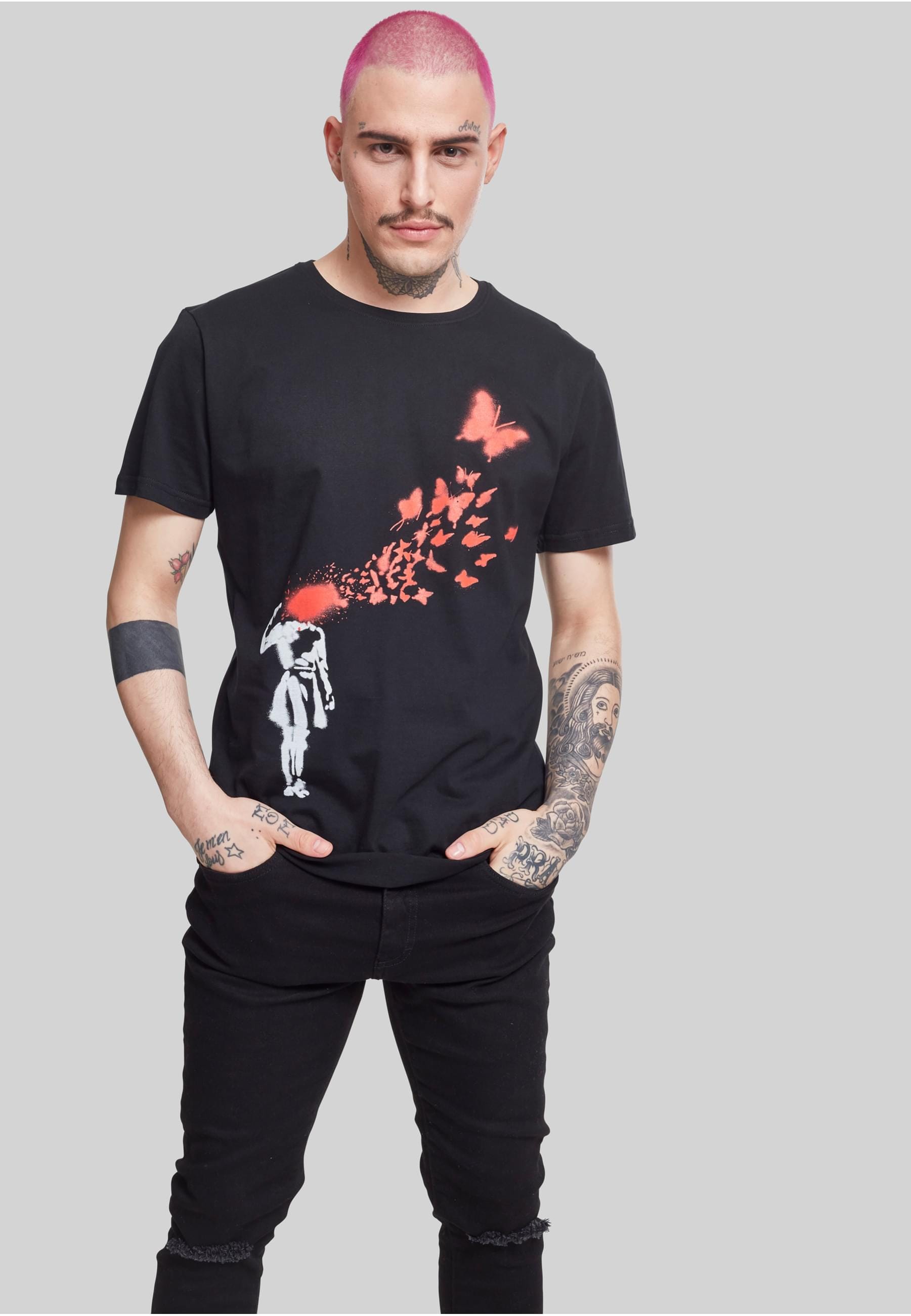Merchcode T-Shirt »Merchcode Herren Brandalised - Banksy´s Graffiti Butterfly Tee«, (1 tlg.)