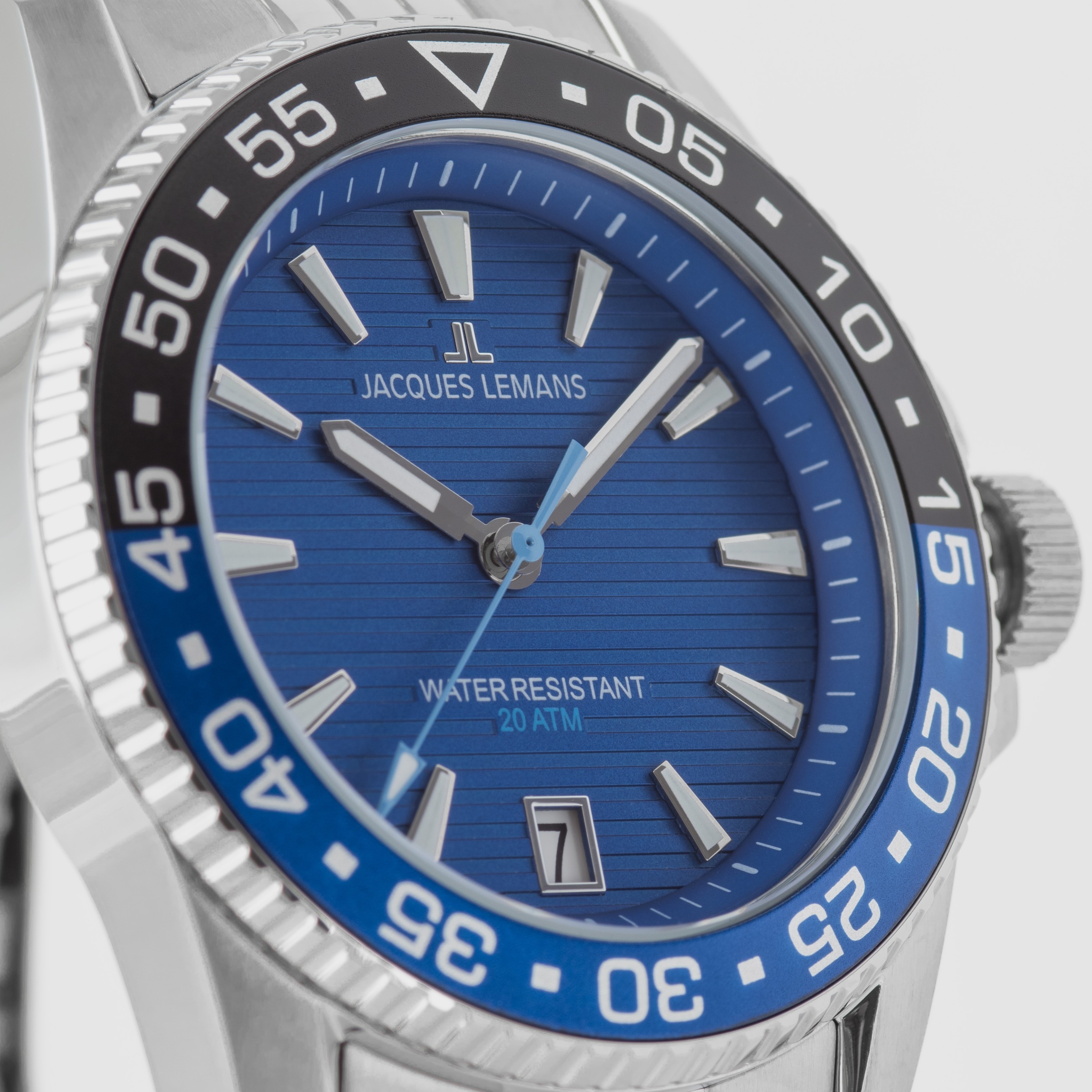 Jacques Lemans Quarzuhr »Liverpool Diver«, Armbanduhr, Herrenuhr, Edelstahlarmband, analog, Tag