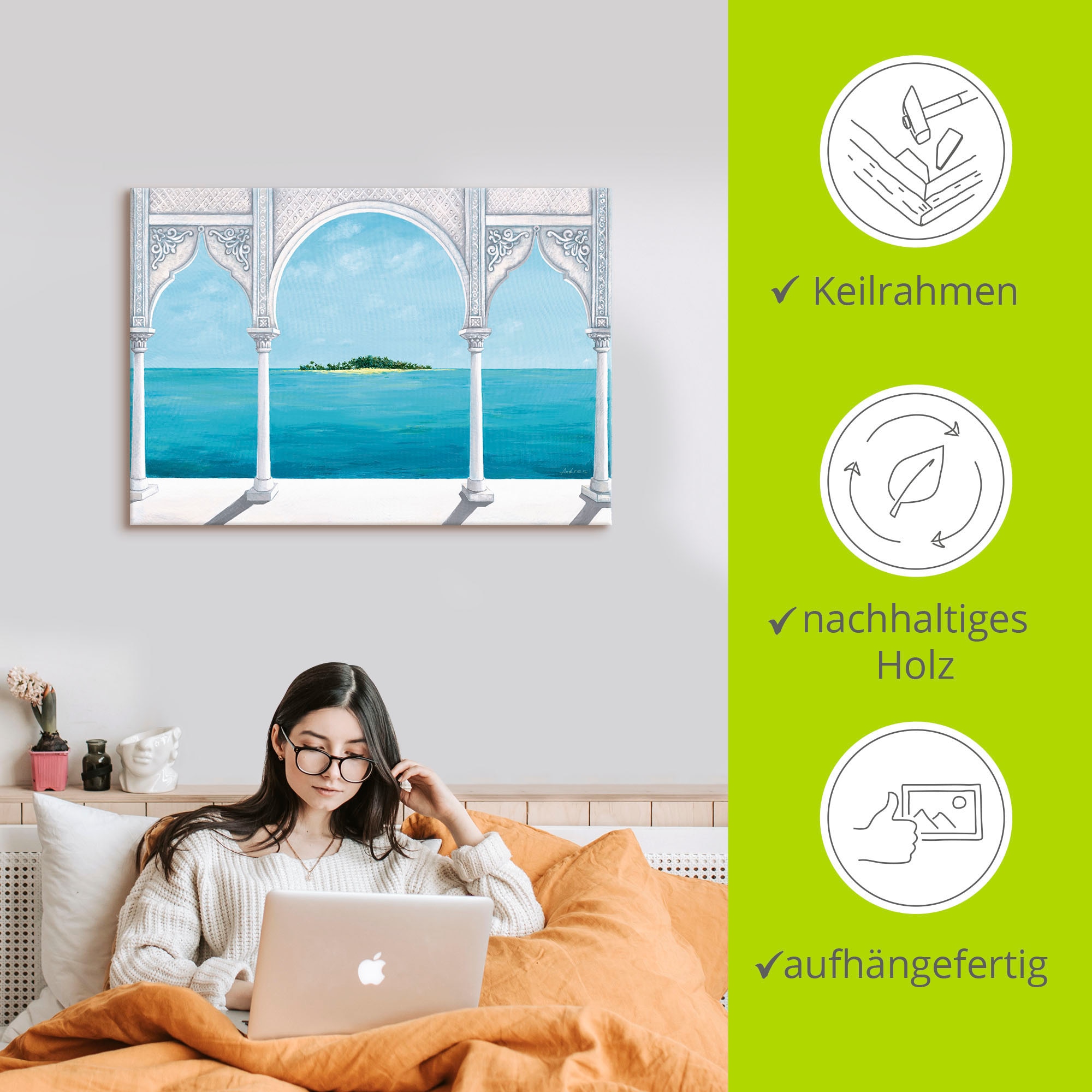 Artland Wandbild »Orientalische Karibik«, Fensterblick, (1 St.), als Leinwandbild, Poster in verschied. Größen