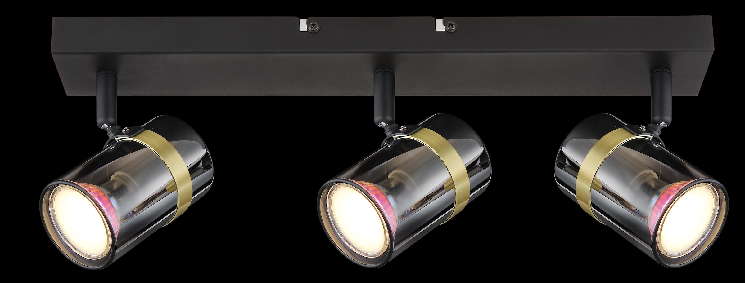 GLOBO LIGHTING Deckenstrahler »TRABBY«, Leuchtmittel GU10 | ohne Leuchtmittel, Deckenspot/schwarz/Glas rauchfarben/messingfarben/Flur/Wohnzimmer