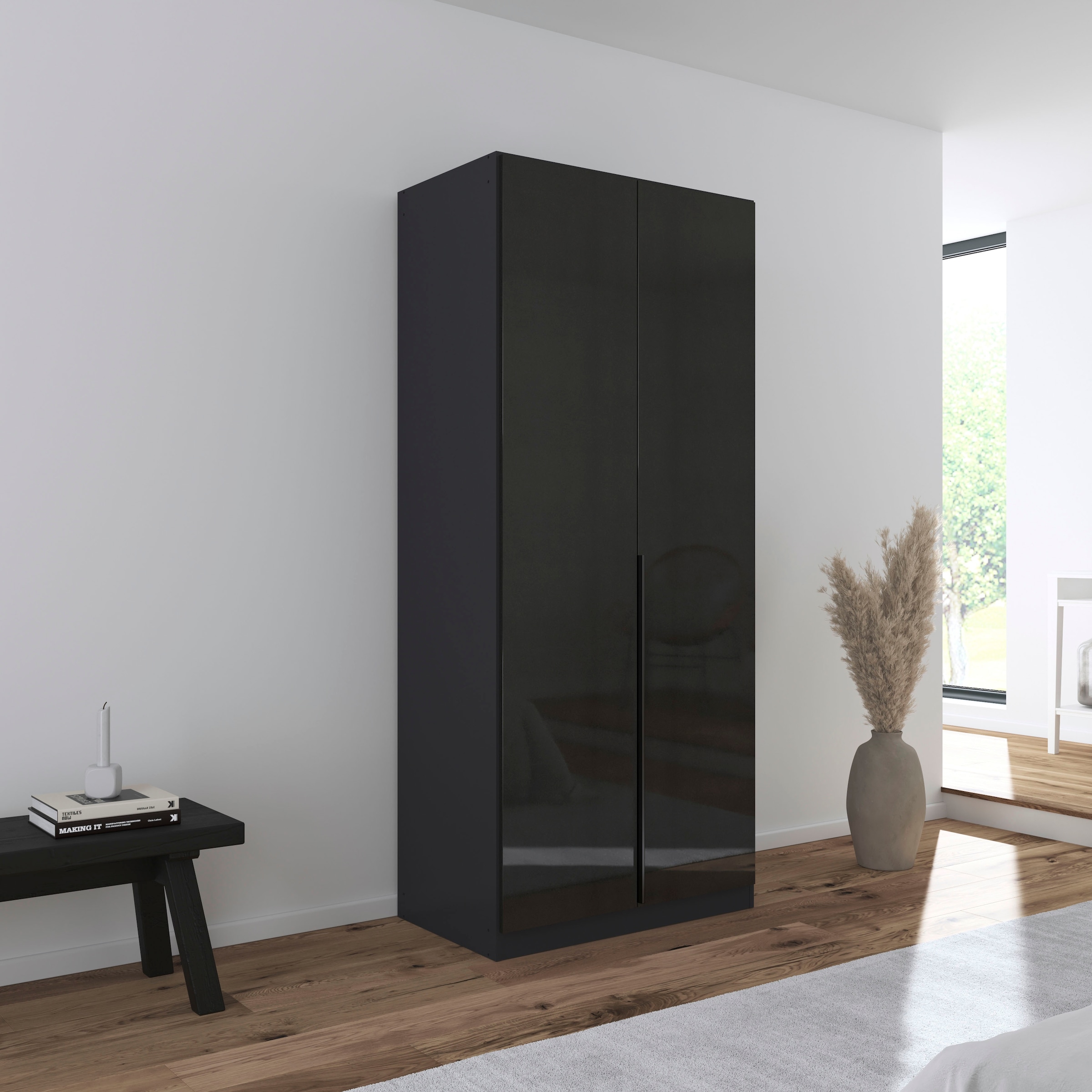 rauch Drehtürenschrank »Kleiderschrank Schrank Garderobe AGORDO TOPSELLER Schlafzimmer«, (in zwei Griff-Farben mit Dekor- oder Hochglanzfront), durchdachte Innenausstattung, in 6 Breiten und 2 Höhen MADE IN GERMANY