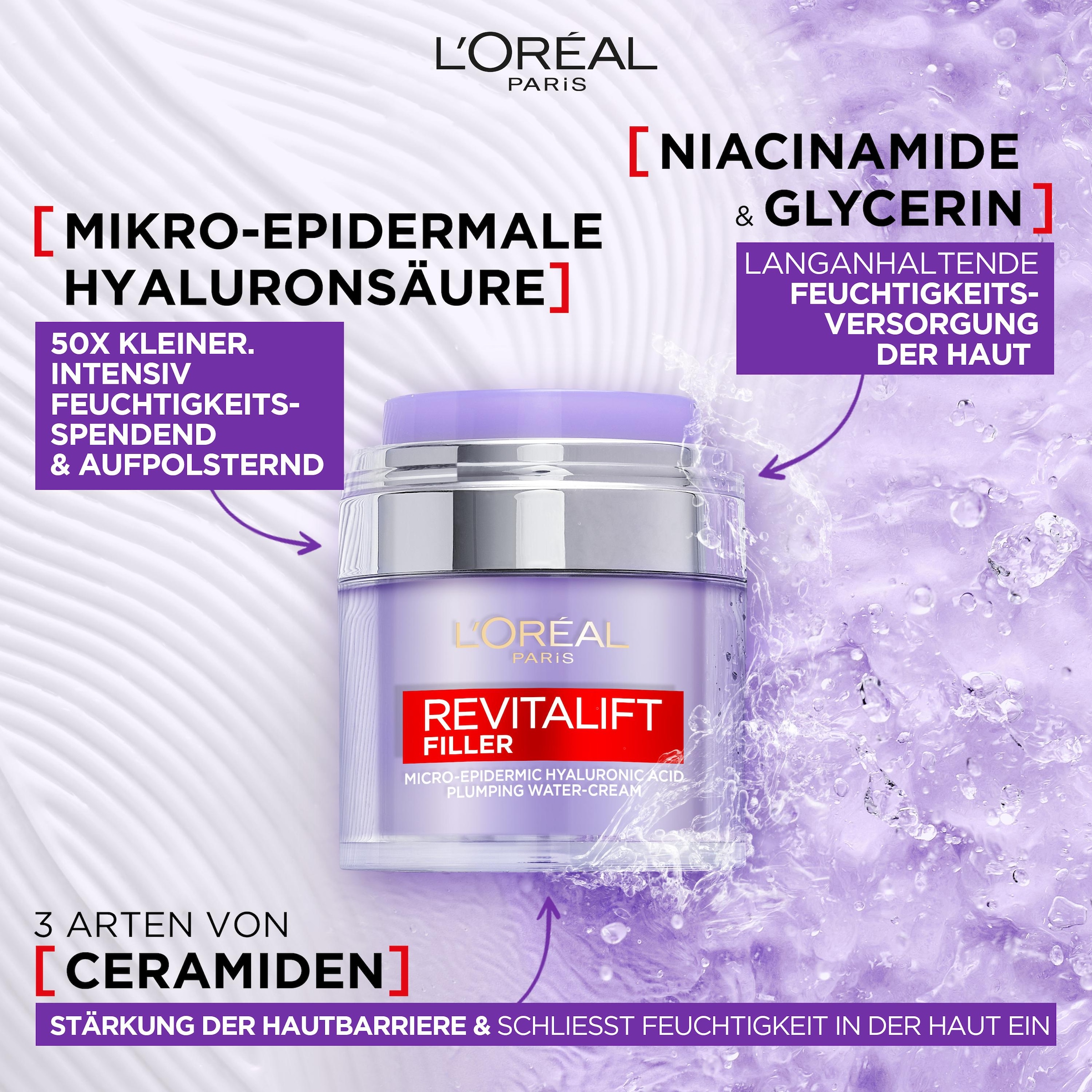 L'ORÉAL PARIS Gesichtsgel »REVITALIFT FILLER GEL-CREME« mit Hyaluron, polstert auf und mildert feine Falten