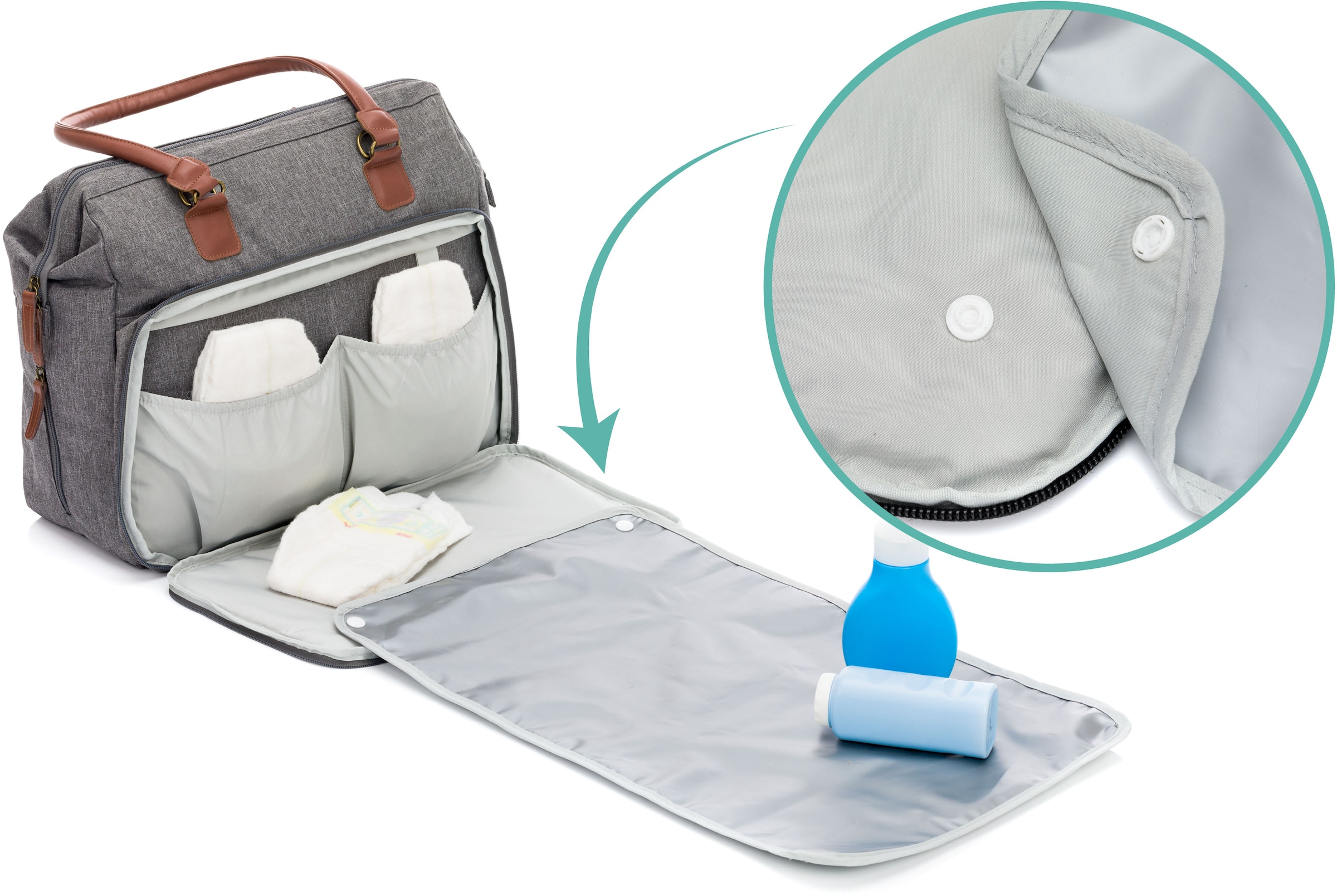 Fillikid Wickeltasche »Oxford, grau melange«, mit Wickelunterlage