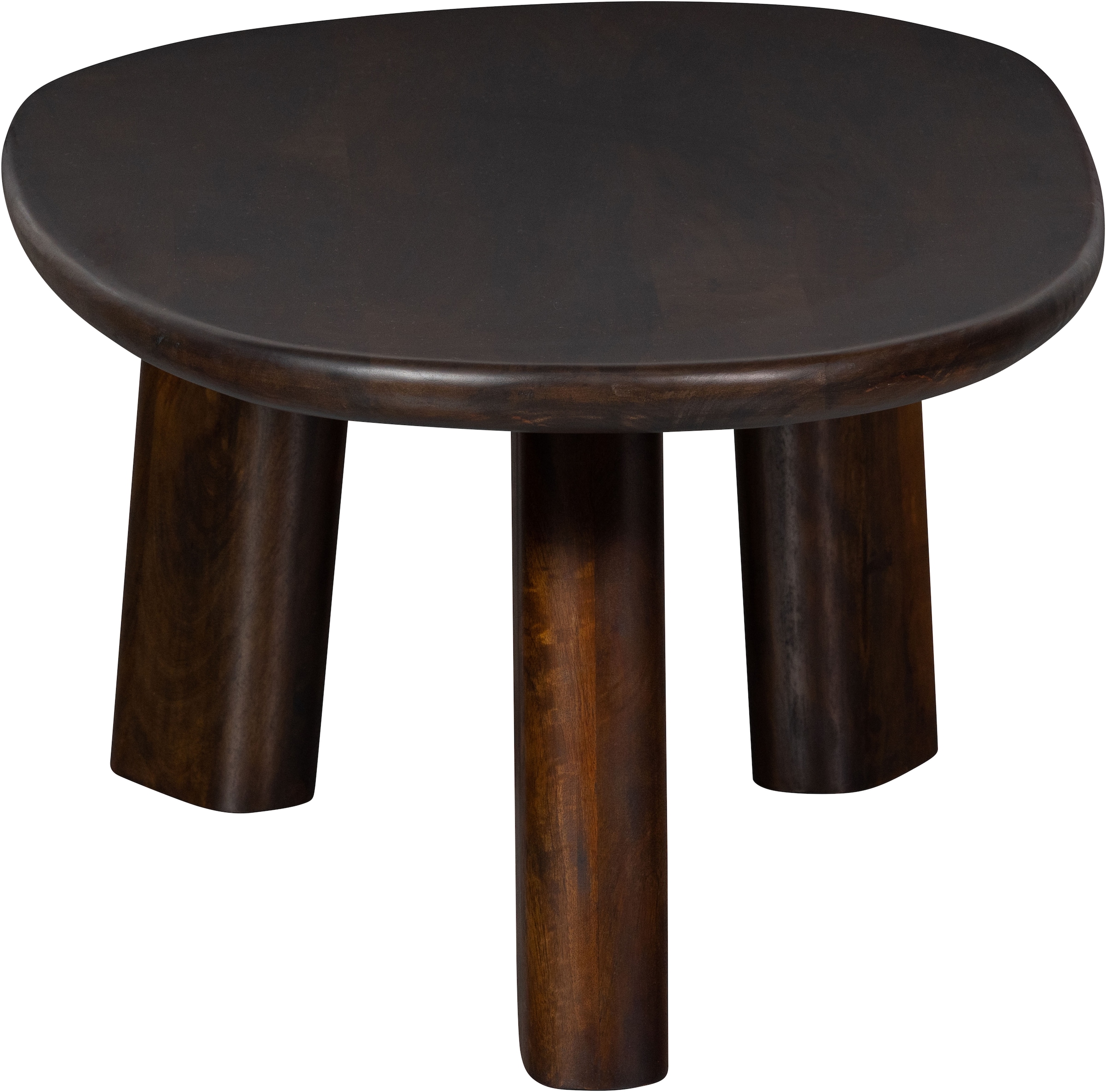 WOOOD Couchtisch »Roundly aus Mangoholz mit organisch geformter Platte 110x60x40 cm« Tragkraft 30 kg, Plattendicke 4 cm, Beine 14 cm breit