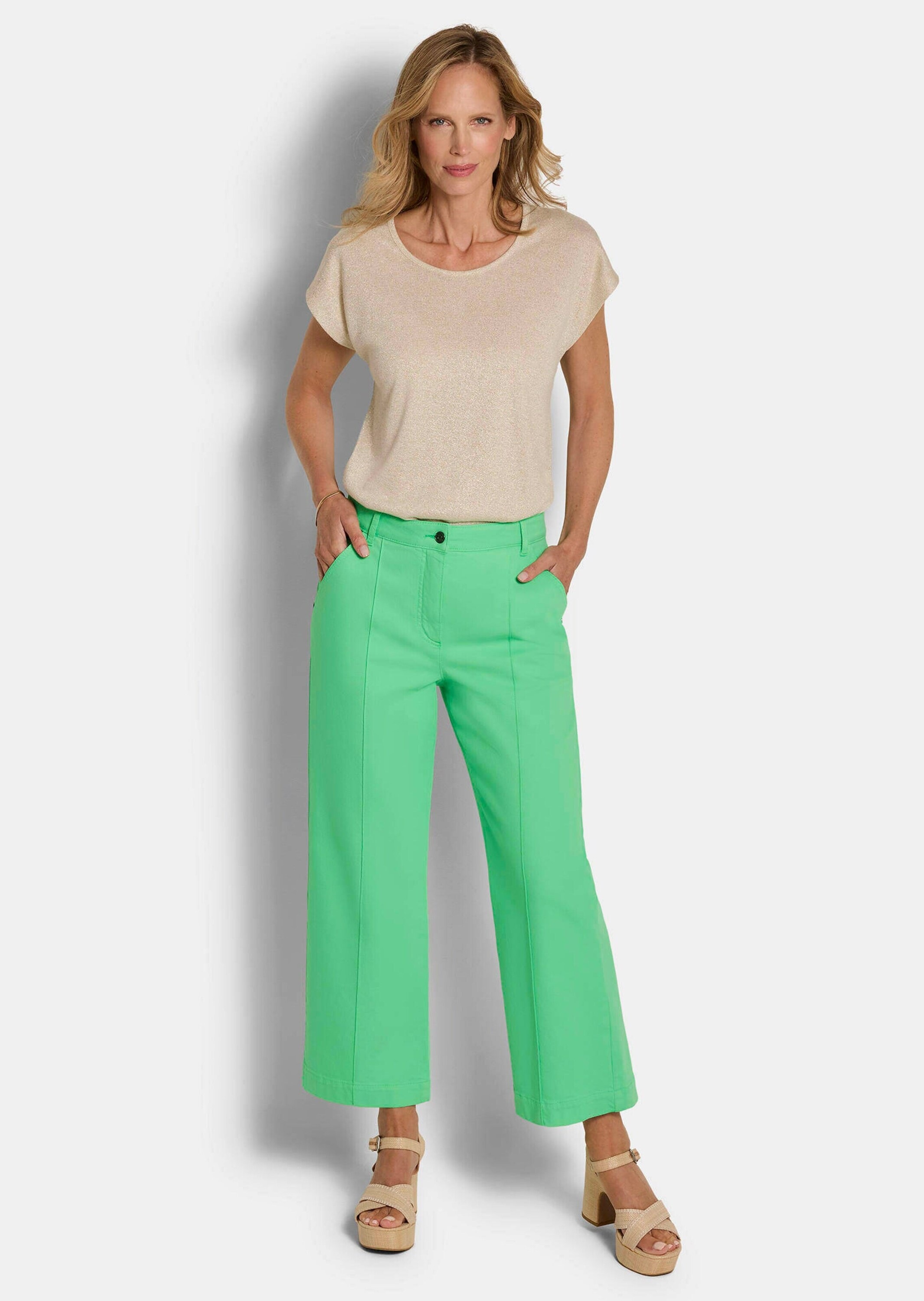 GOLDNER Stretch-Jeans "Kurzgröße Weite Jeans VERA mit streckender Biese" günstig online kaufen