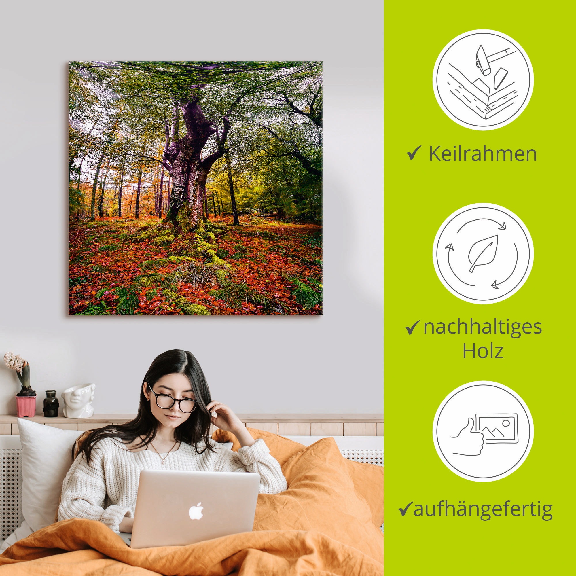 Artland Wandbild »Baum im Wald«, Baumbilder, (1 St.), als Leinwandbild, Poster in verschied. Größen