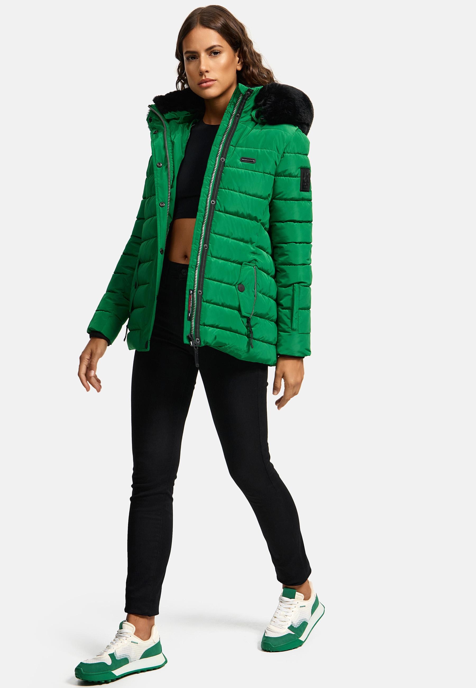 Navahoo Steppjacke »Milianaa«, mit Kapuze, Edle Winterjacke mit weicher Kunstfell-Kapuze