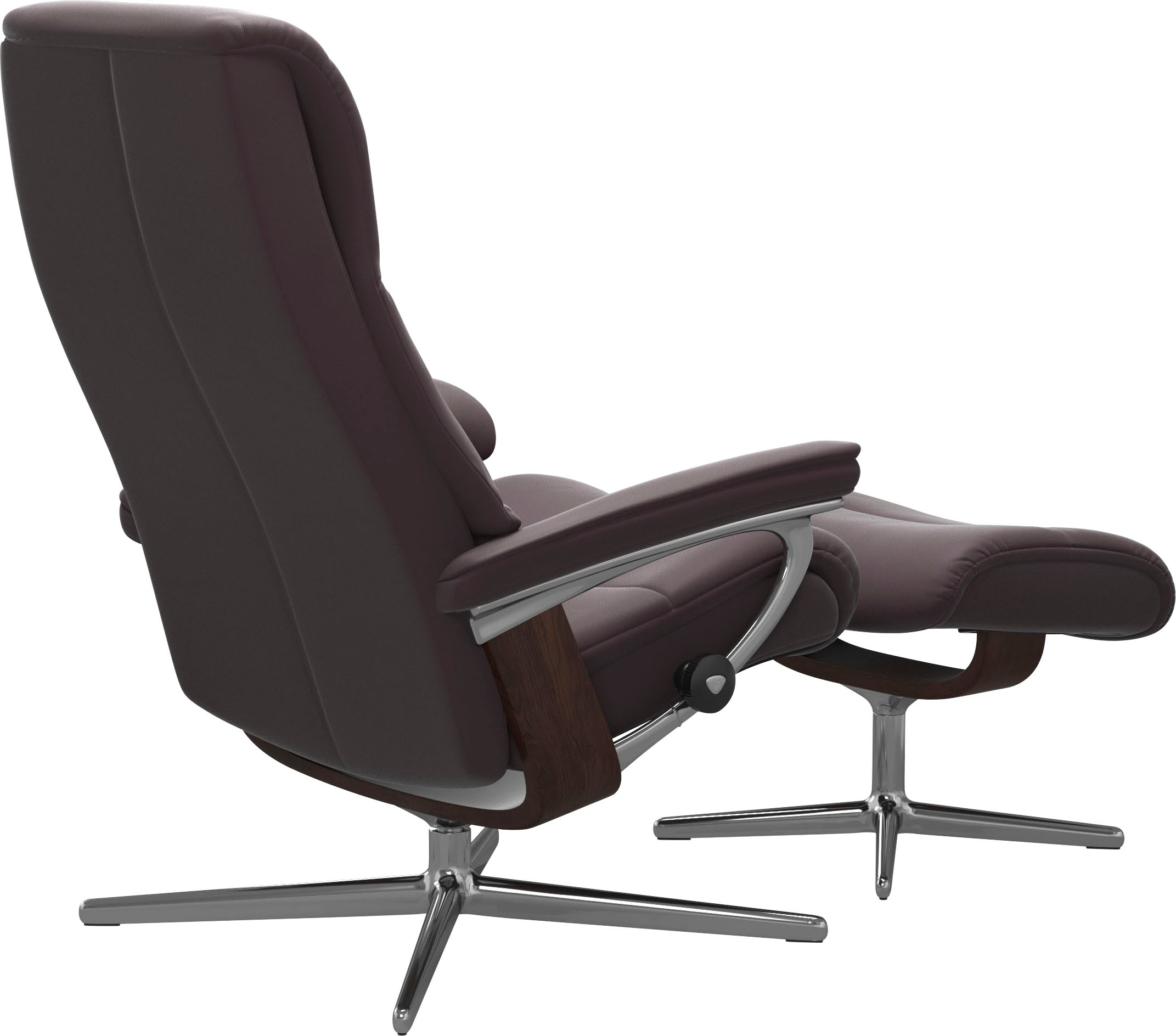 Thumbnail - Stressless Relaxsessel "View" Set, Relaxsessel mit Hocker, mit Hocker, mit Cross Base, Größe S, M & L, Holzakzent Braun