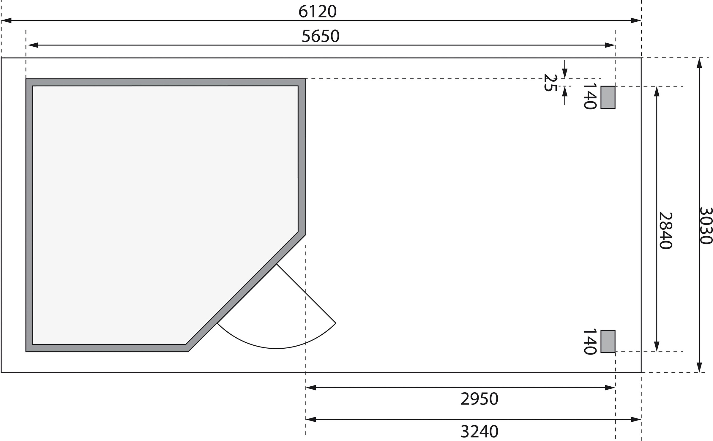 Rechnung B: KONIFERA 3,2 3«, m mit Anbaudach | »Neusee Gartenhaus BAUR per