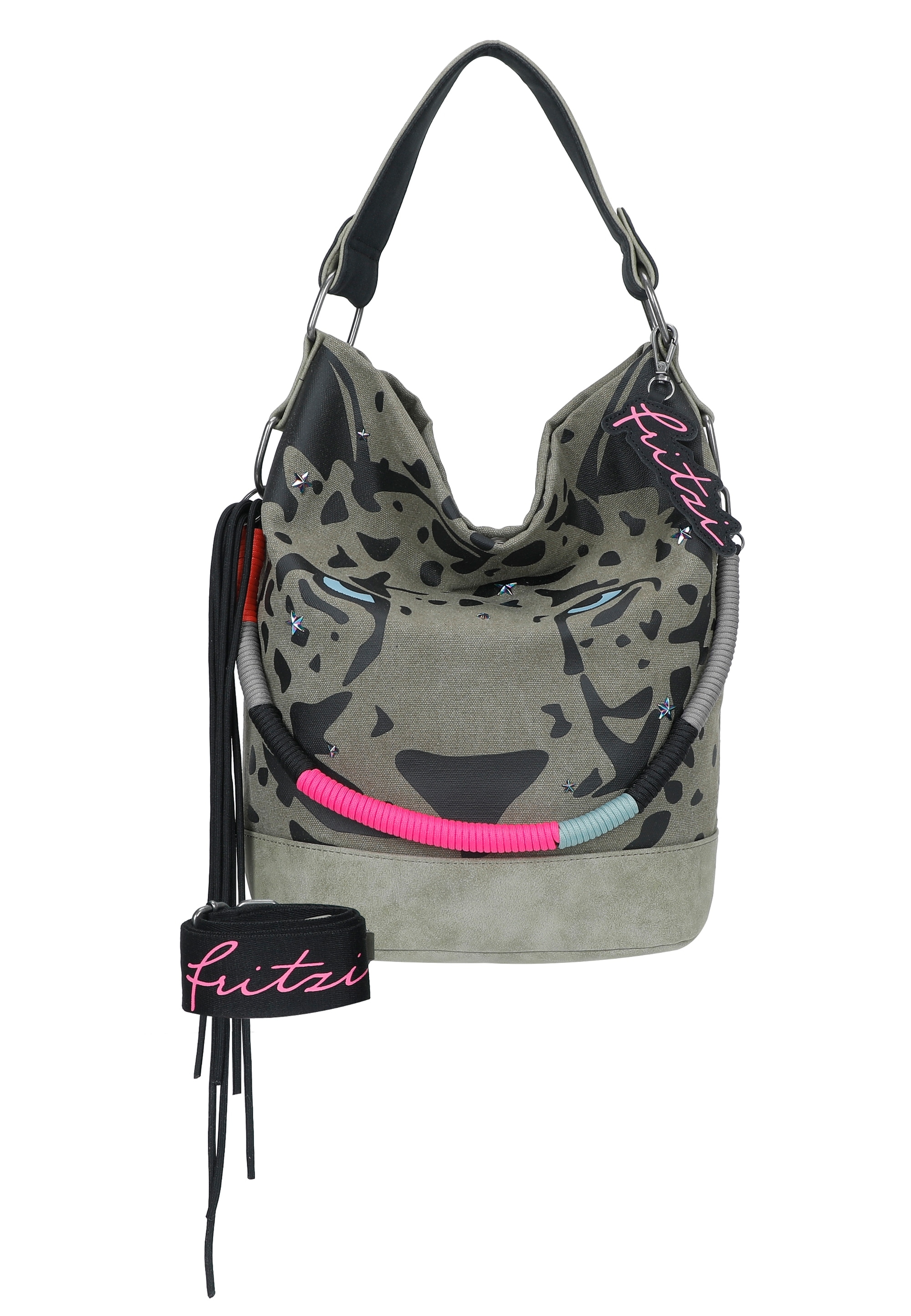 Fritzi aus Preußen Schultertasche "Izzy07 Olga Limited Canvas Panther Spott günstig online kaufen