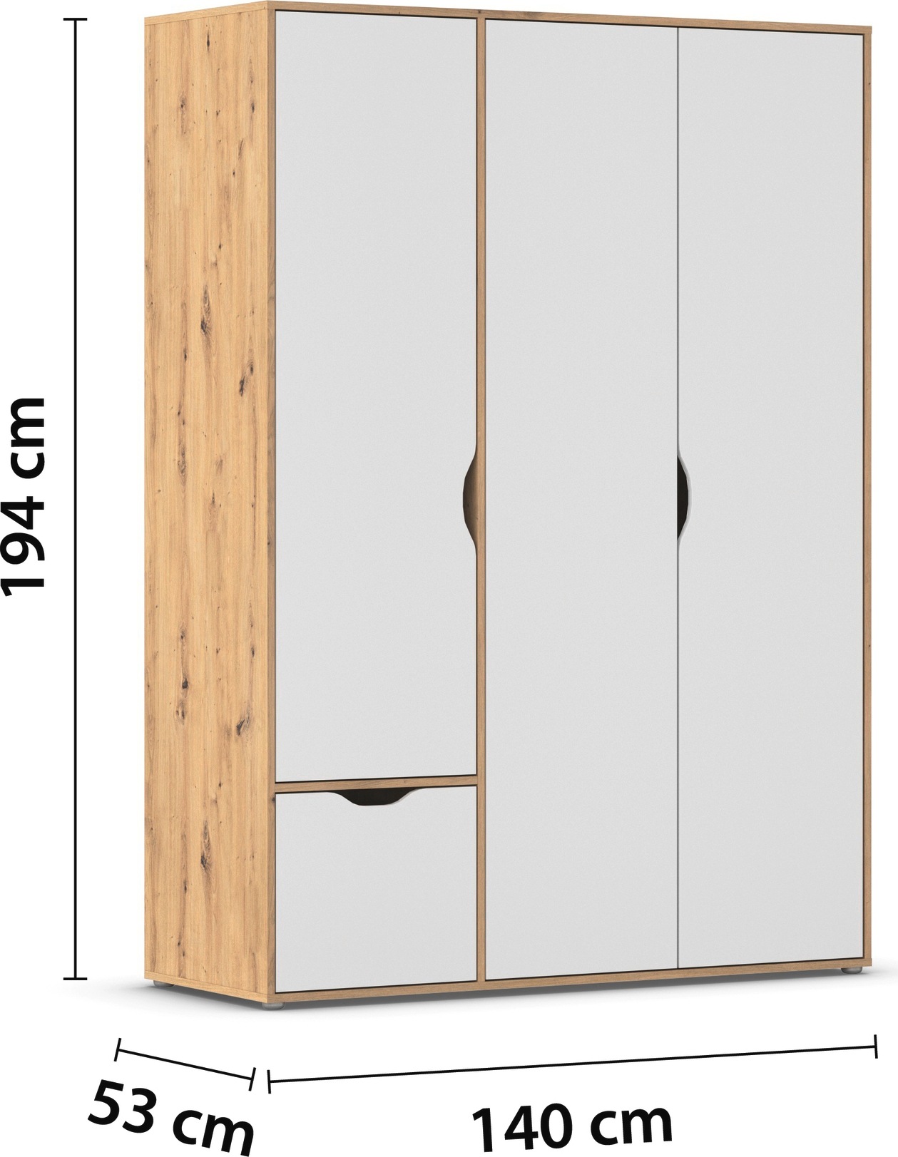 rauch Drehtürenschrank »Kleiderschrank Schrank Garderobe Wäscheschrank NARAI mit Schubladen«, (in 3 verschiedenen Ausstattungen BASIC/CLASSIC/PREMIUM), Griffausfräsungen für eine grifflose Optik TOPSELLER MADE IN GERMANY