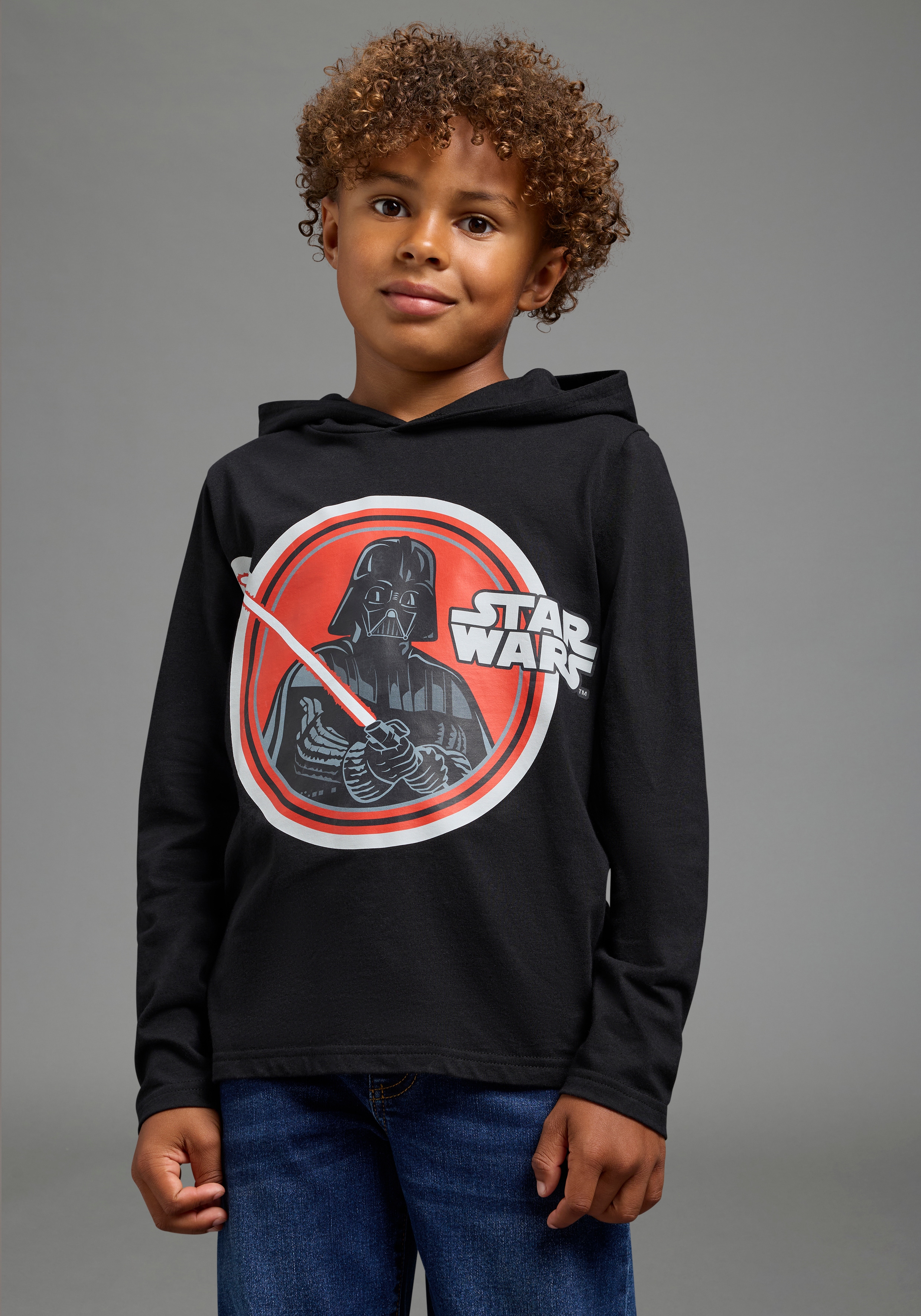 KIDSWORLD Kapuzenshirt "STAR WARS: DARTH VADER Shirt, Disney" Disney-Shirt, Basic-Passform, Langarm, mit Kapuze, Streetwear-Stil