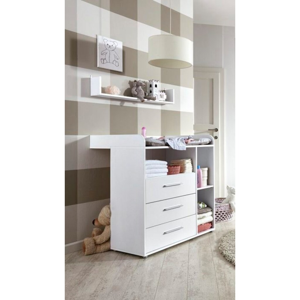 BMG Möbel Babyzimmer-Komplettset »Luis«, (Set, 4 St., Babybett, Wickelkommode, Wandboard, Kleiderschrank)