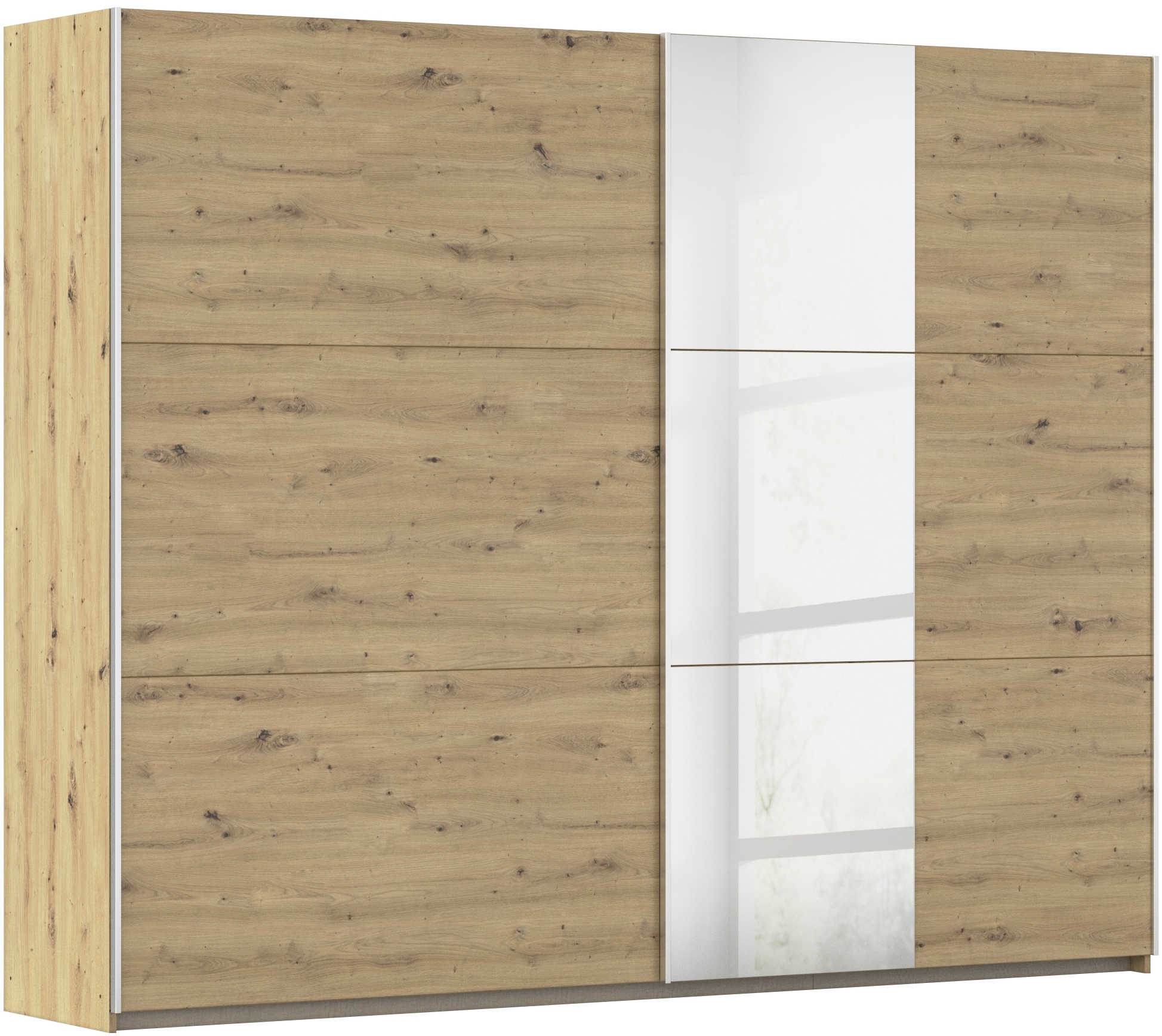 rauch Schwebetürenschrank "Kleiderschrank Drehtürenschrank Schrank Garderobe KRONACH" in 3 Ausstattungen BASIC/CLASSIC/PREMIUM, Breiten 131/175/218/261 cm, optional ohne, mit 1 oder 2 Spiegel, viel Stauraum MADE IN GERMANY