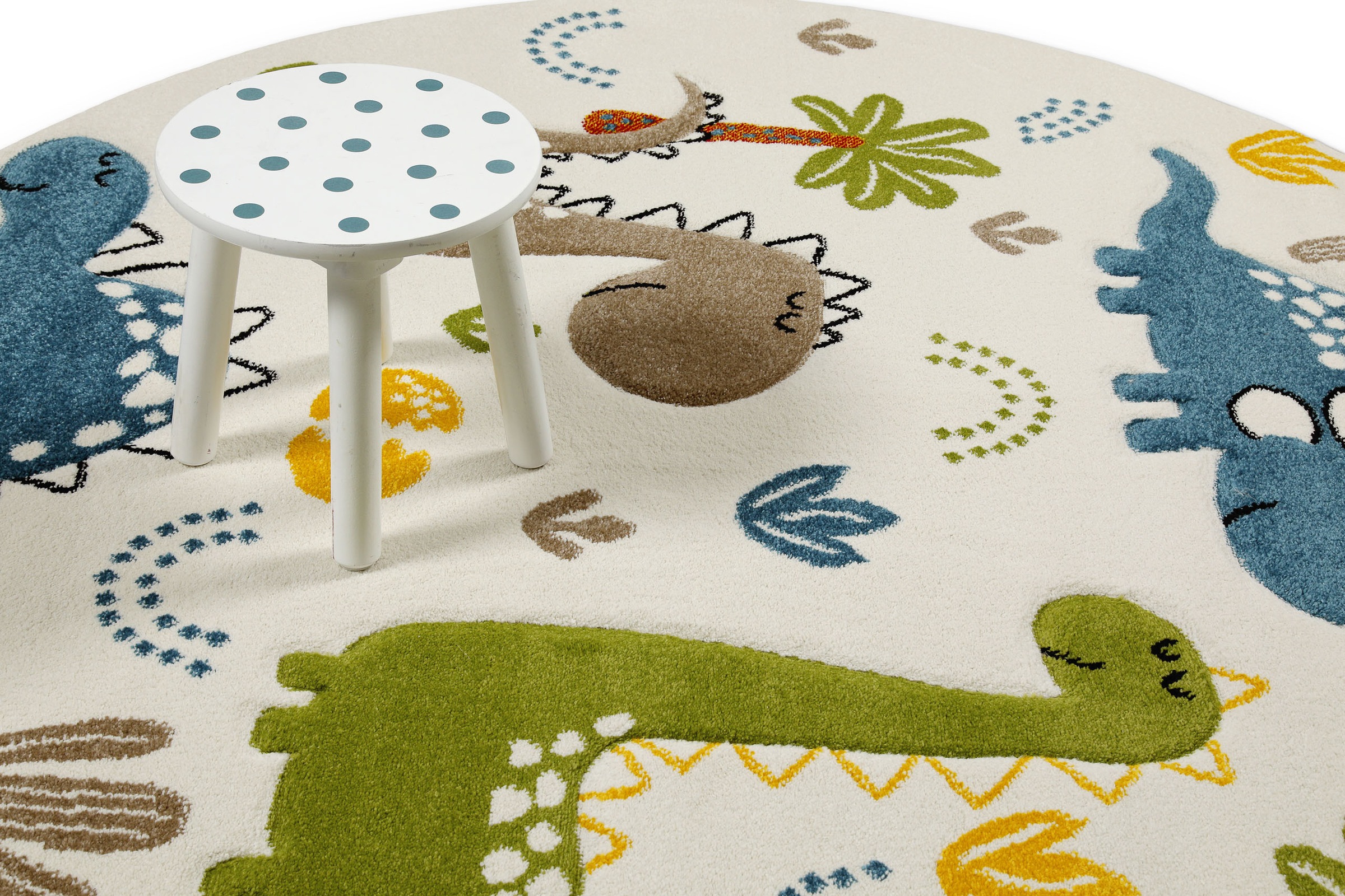 SMART KIDS Kinderteppich »Dino & Friends«, rund, 10 mm Höhe, Moderner Spielteppich, strapazierfähig, pflegeleicht, Konturenschnitt