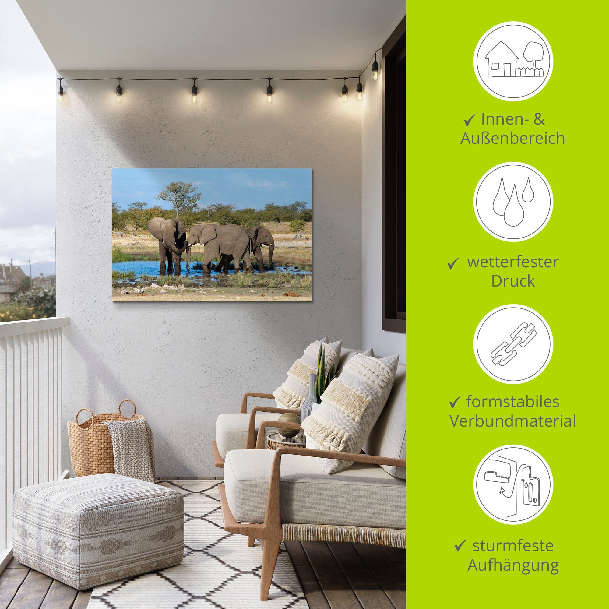 Artland Wandbild »Afrikanischer Elefant EtoshaNationalpark«, Elefanten Bilder, (1 St.), als Leinwandbild, Wandaufkleber in verschied. Größen
