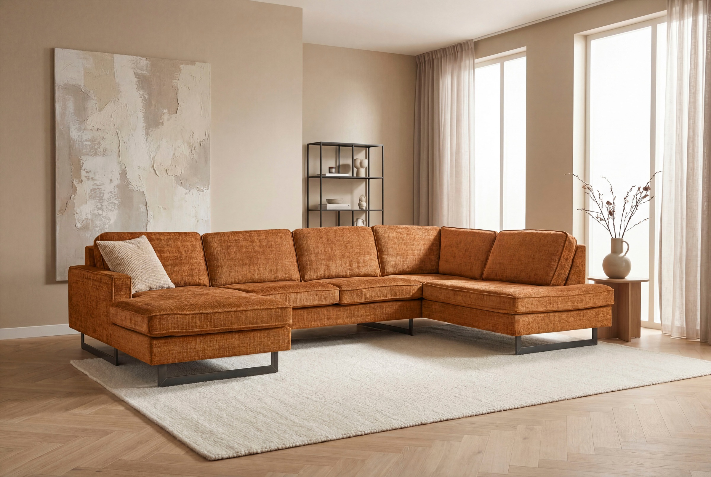 Home affaire Wohnlandschaft "Pinto, 350 cm, U-Form, XXL, mit Ottomanen" Cor günstig online kaufen