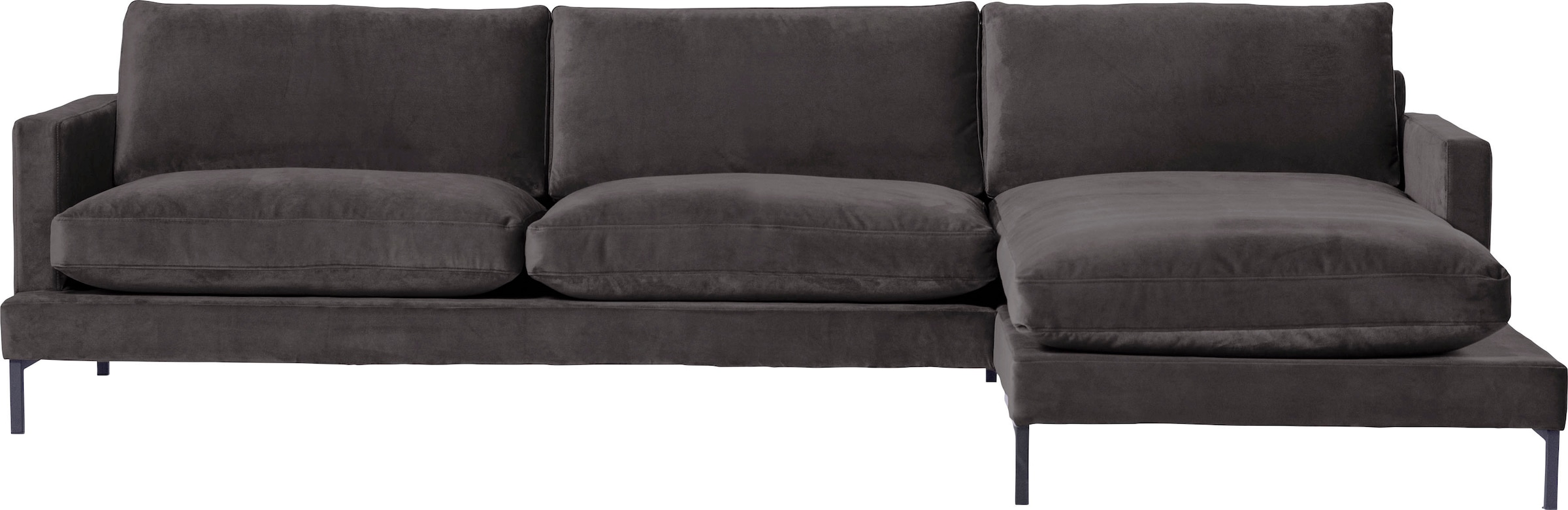andas Ecksofa "Welland, L-Form," mit schwarzen Metallfüßen, mit Federfüllung im Sitz- und Rückenkissen