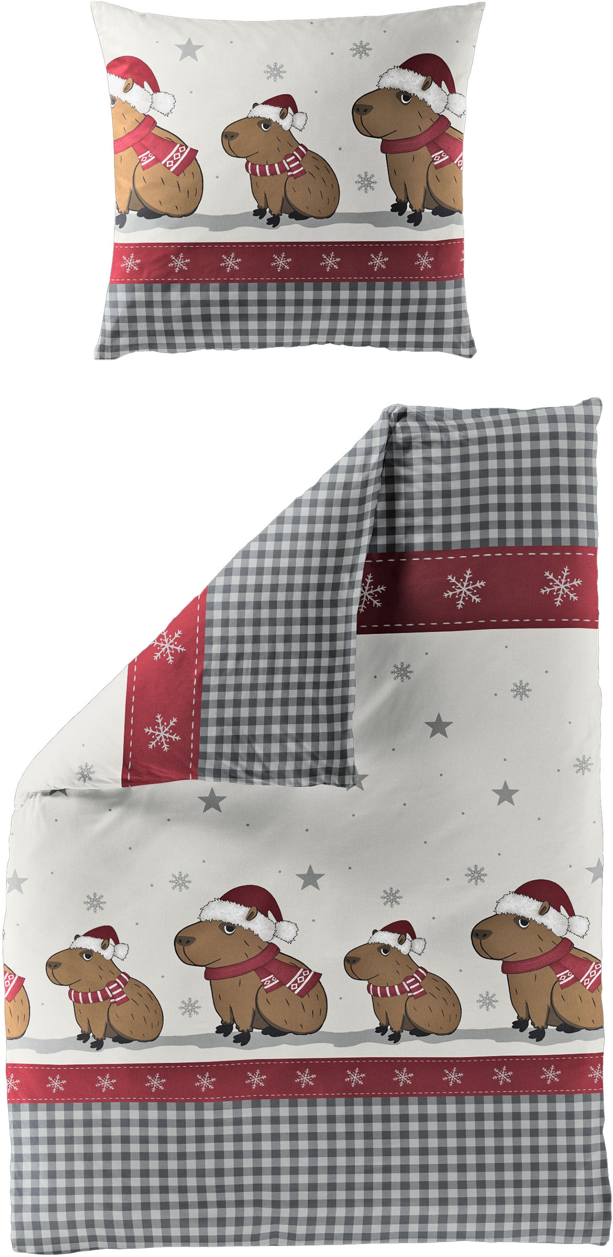 BIERBAUM Bettwäsche »Wichtel« 2 tlg. tlg. 100 % Baumwolle, Biber, unterschiedliche Weihnachts-Designs