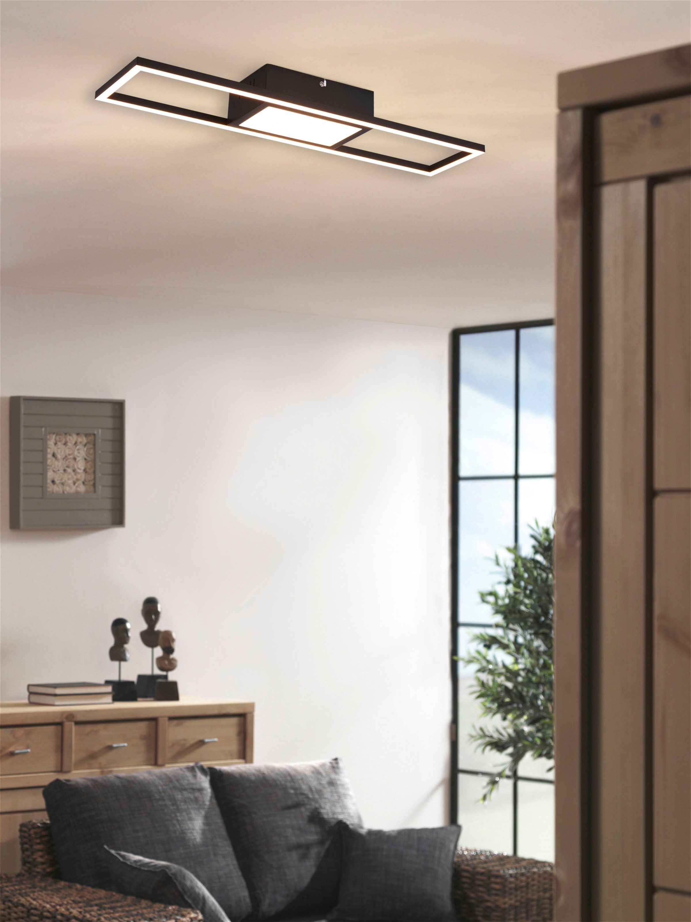 REALITY Leuchten LED Deckenleuchte »Rigido«, 1 flammig, Leuchtmittel LED-Board | LED fest integriert, Deckenlampe mit Fernbedienung dimmbar Lichtfarbe einstellbar Memory
