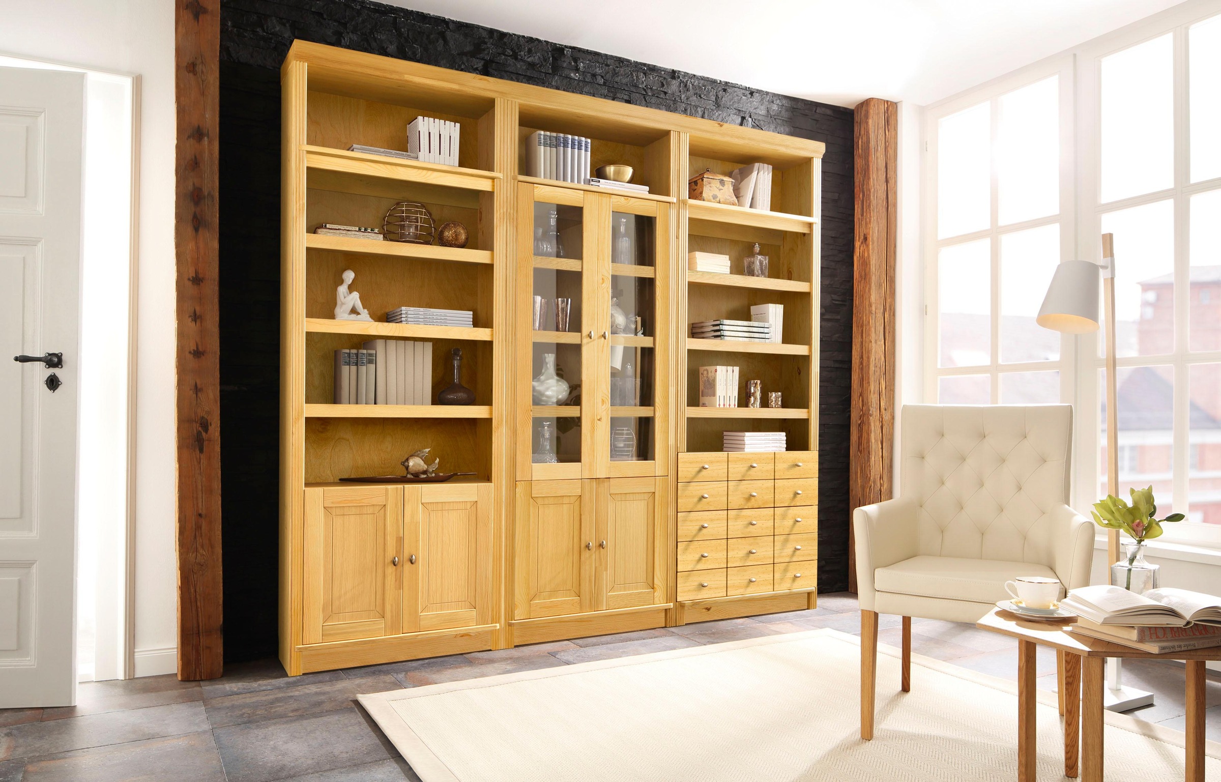 Home affaire Bücherregal "Soeren Vitrine mit 2 Glastüren, Breite/Tiefe: 80/ günstig online kaufen