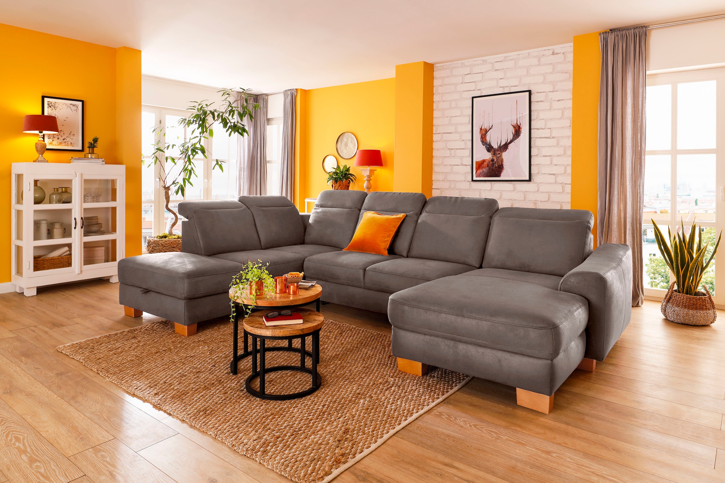 Home affaire Wohnlandschaft "Dundee U-Form" wahlweise mit Kopfteilverstellu günstig online kaufen