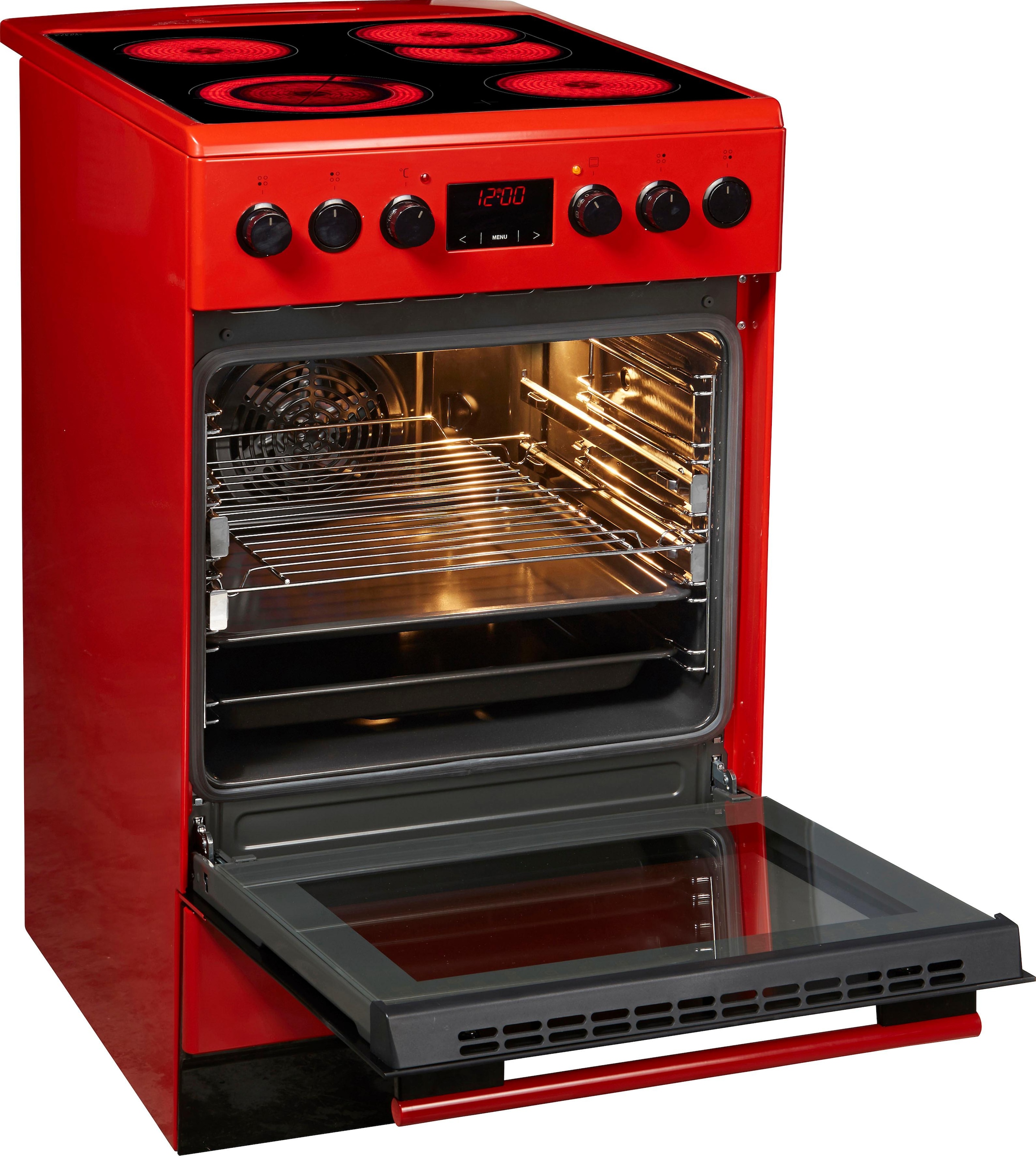 Amica Elektro-Standherd »SHC 11504 R«, mit 2-fach-Teleskopauszug, Steam Clean, Ofen mit 11 Programmen und zweistufig ausziehbaren Backblechschienen.