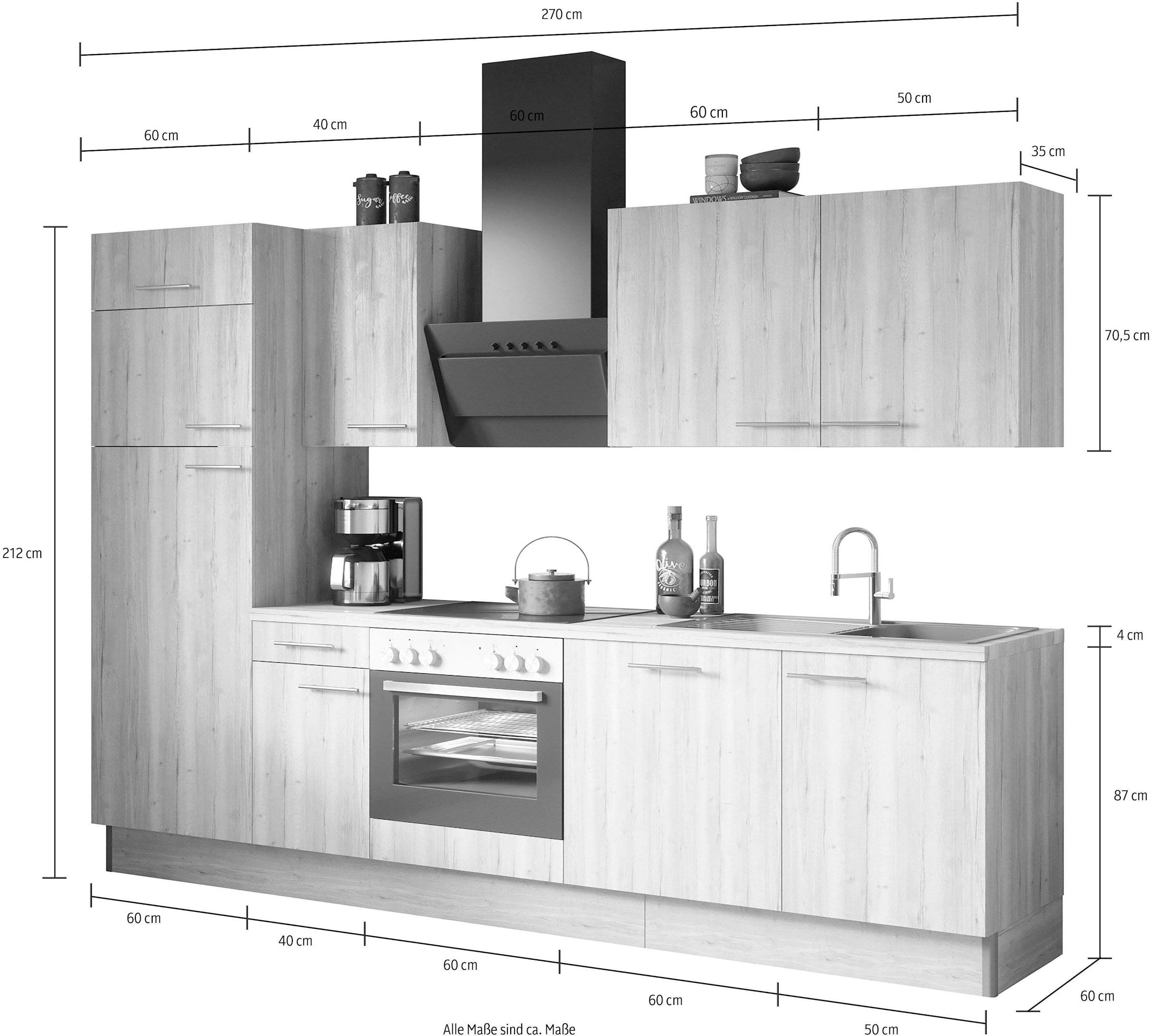 OPTIFIT Küche »Klara«, Breite 270 | mit E-Geräten kaufen BAUR cm, wahlweise