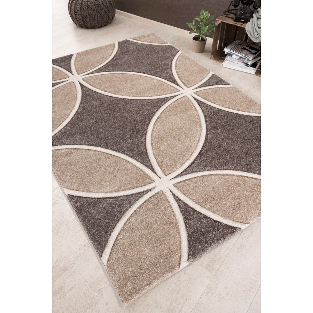 Wohnen Teppiche LUXOR living Teppich »San Diego«, rechteckig, 35 mm Höhe, modernes florales Design, handgefertigter Konturenschn