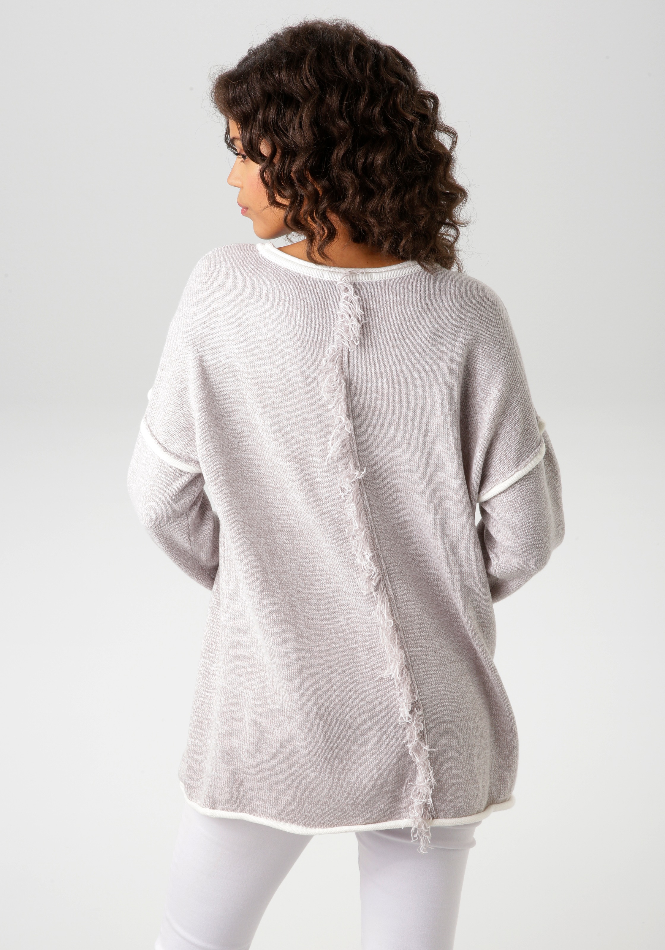 Aniston CASUAL Strickpullover, mit Fransen im Rücken günstig online kaufen