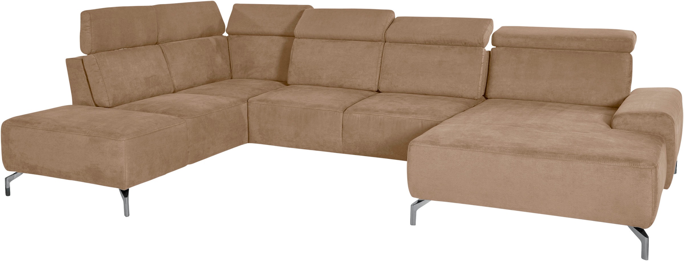 sit&more Wohnlandschaft »Gizeh U-Form«, 15 cm Fußhöhe, inklusive Sitztiefenverstellung und Kopfteilverstellung