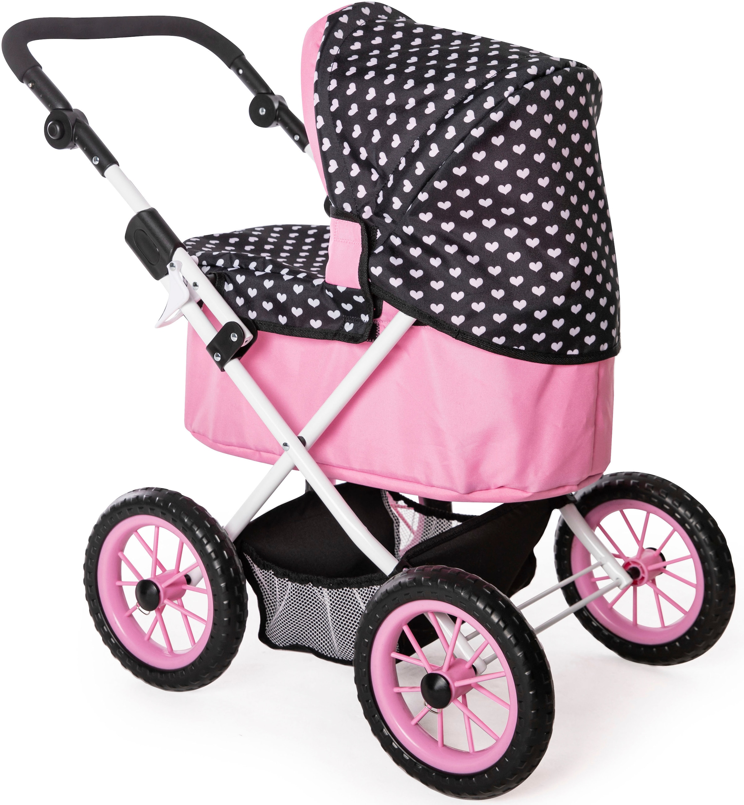 Bayer Puppenwagen »Trendy, pink/schwarz«, mit Wickeltasche