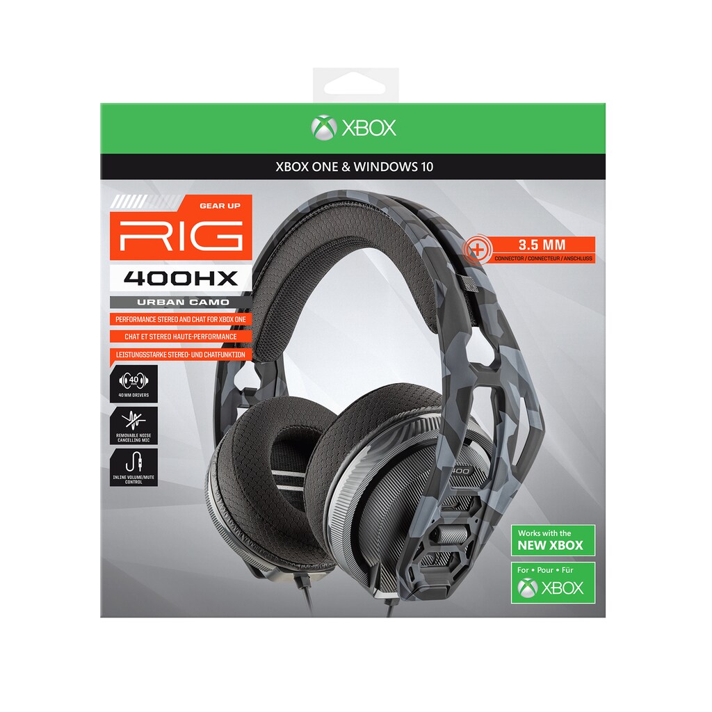 nacon Gaming-Headset »Nacon RIG 400HX Urban-Camo-schwarz, 3,5 mm Klinke«, Mikrofon abnehmbar