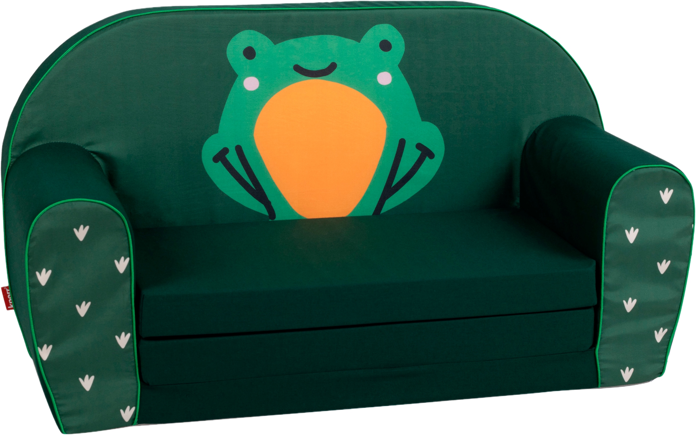 KNORRTOYS Kinder Sofa "Green frog", B/H/T: 77cm x 42cm x 34cm, Baumwolle, blau, B:77cm H:42cm T:34cm, Sofas, für Kinder; Made in Europe