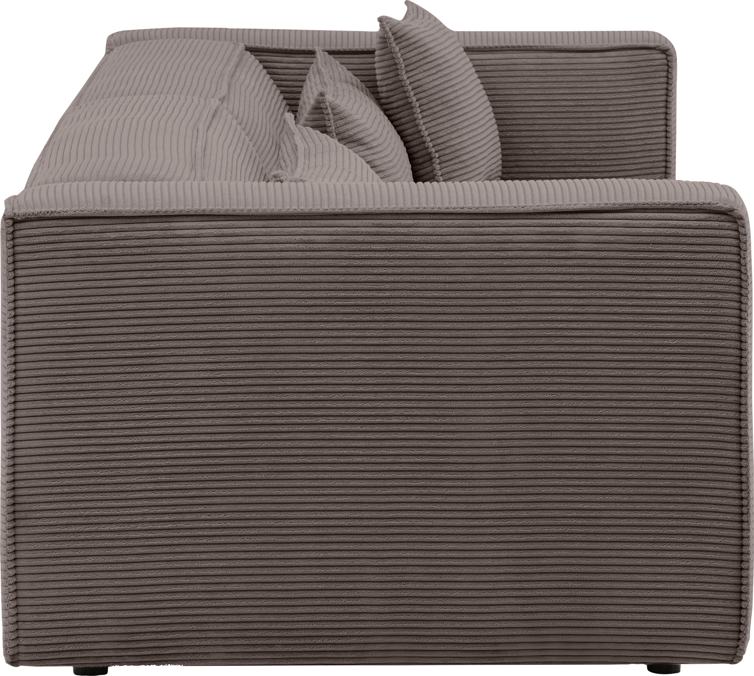 LeGer Home by Lena Gercke 3-Sitzer »PIARA, Couch mit Kedernaht, Sofa in Cord oder Leinenoptik«, schwarze Füße, bequemer Sitzkomfort