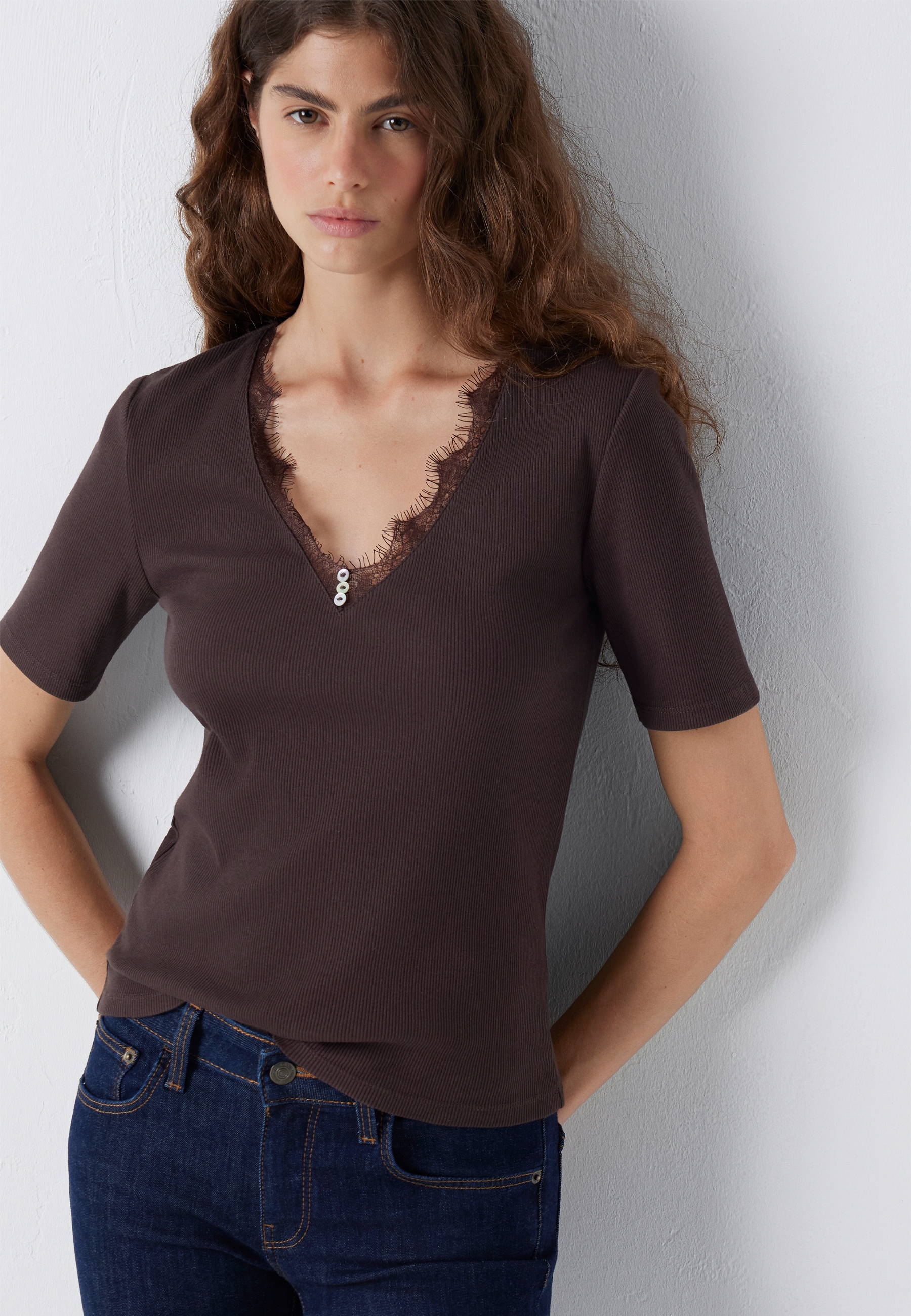 Mavi V-Shirt "FASHION JERSEY" Spitzen Top
