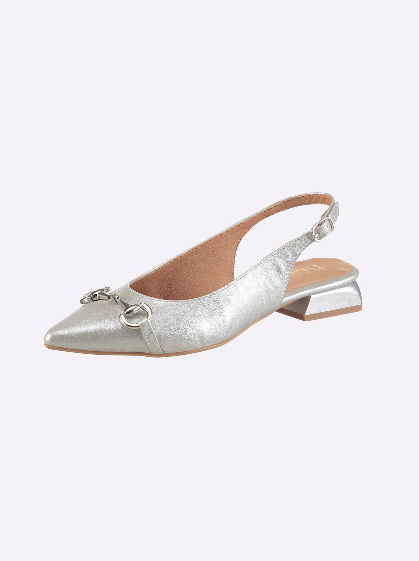 Ballerina HEINE, Damen, Gr. 40, silberfarben, Synthetik, Schuhe Ballerina