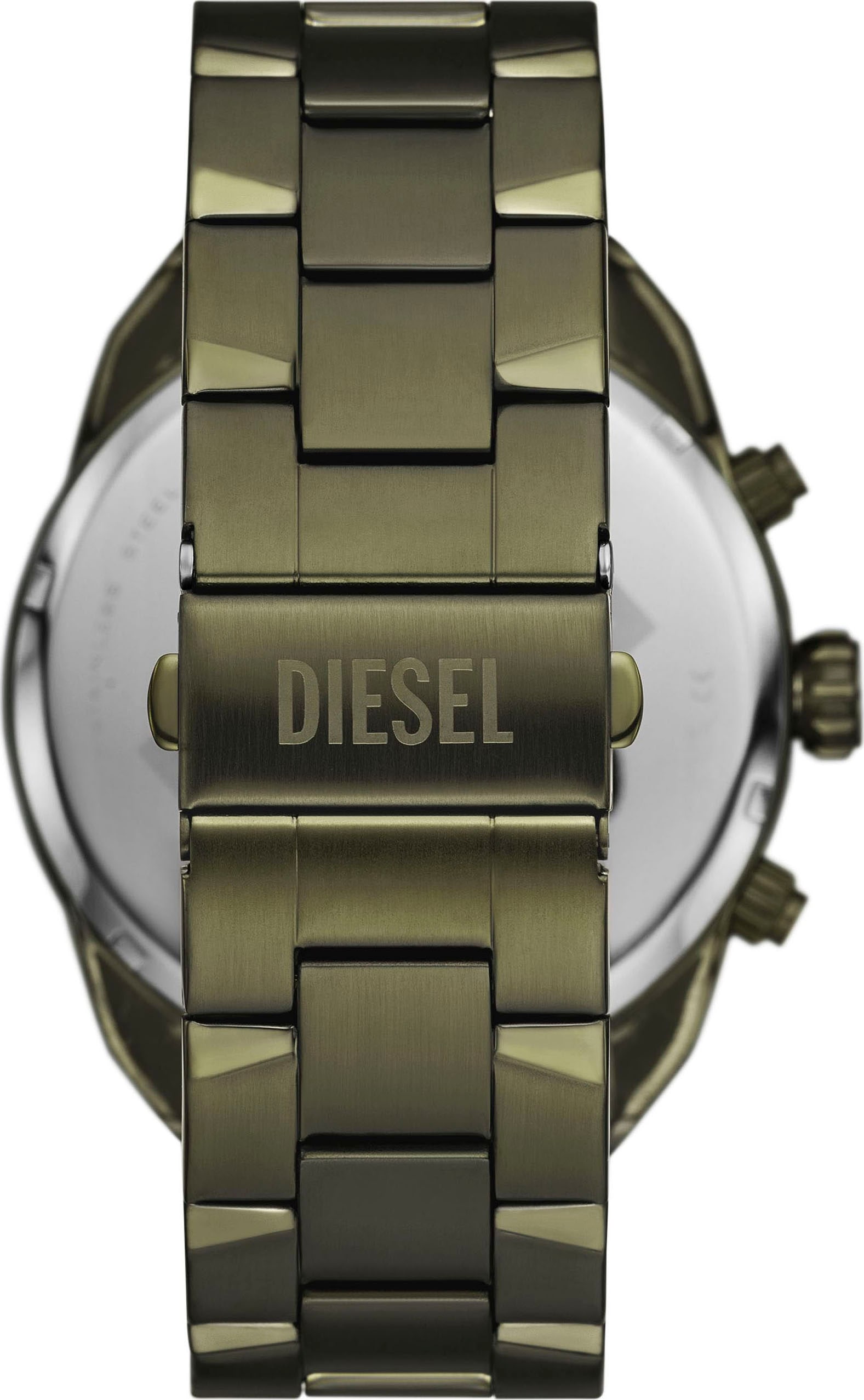 Diesel Chronograph »SPIKED«, Armbanduhr, Herrenuhr, Edelstahlarmband, analog, Tag, Stoppfunktion