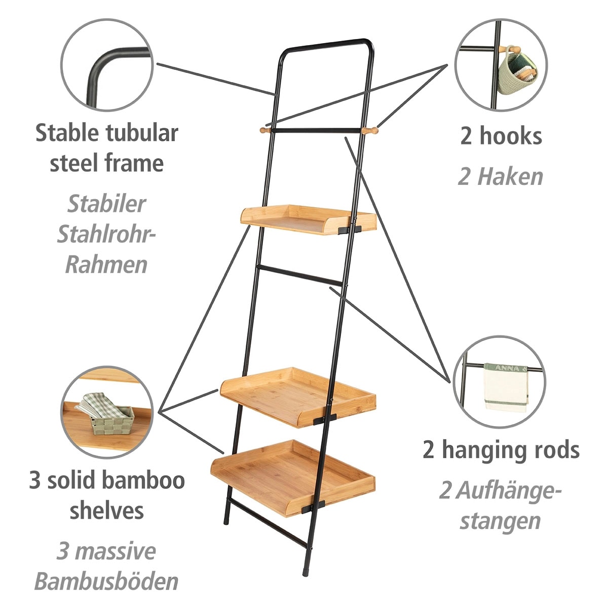bestellen Bambus WENKO | Leiterregal »Loft«, BAUR aus Badezimmerregal