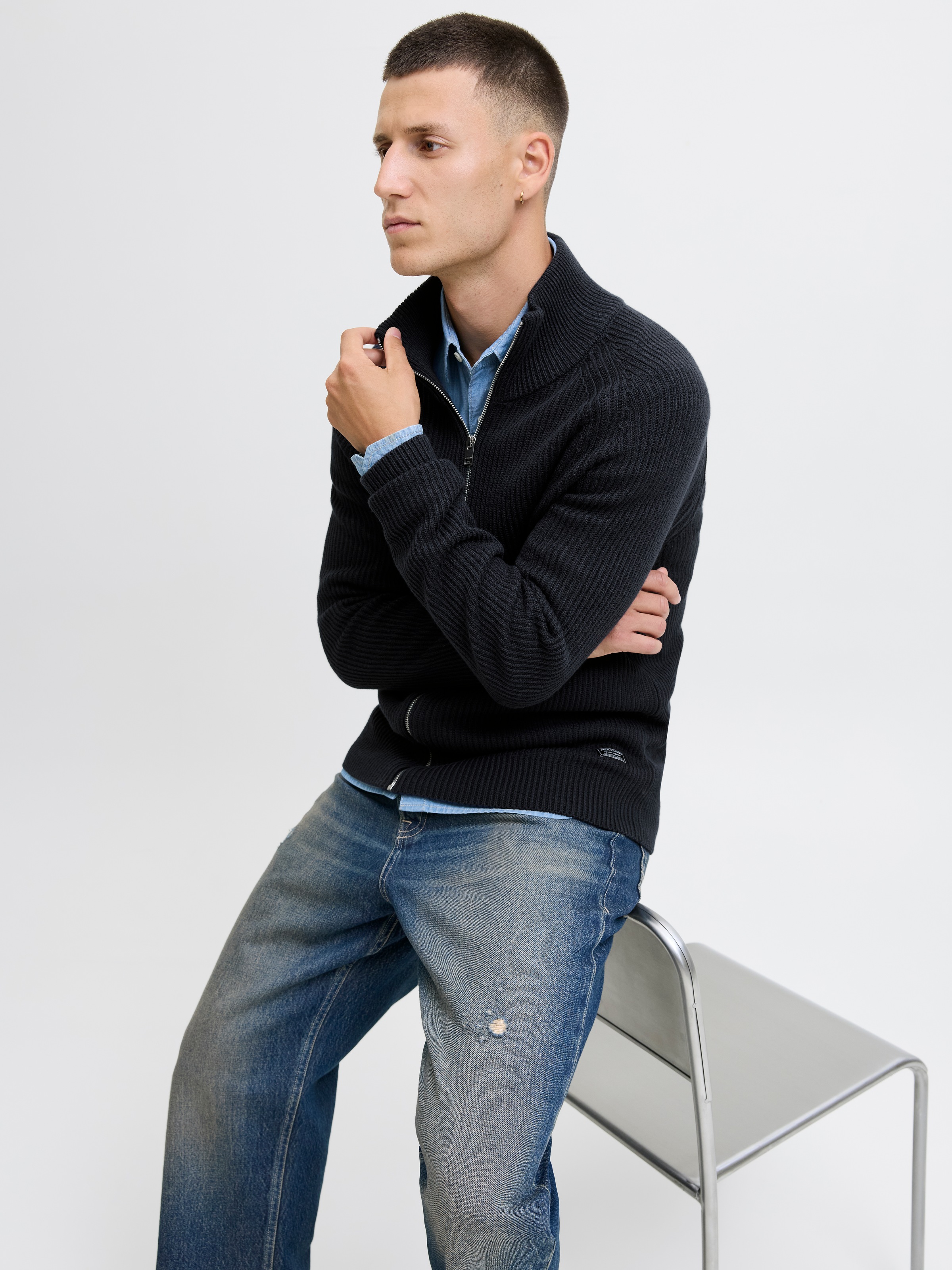 Jack & Jones Strickjacke "JJPANNEL KNIT ZIP CARDIGAN AW25" günstig online kaufen