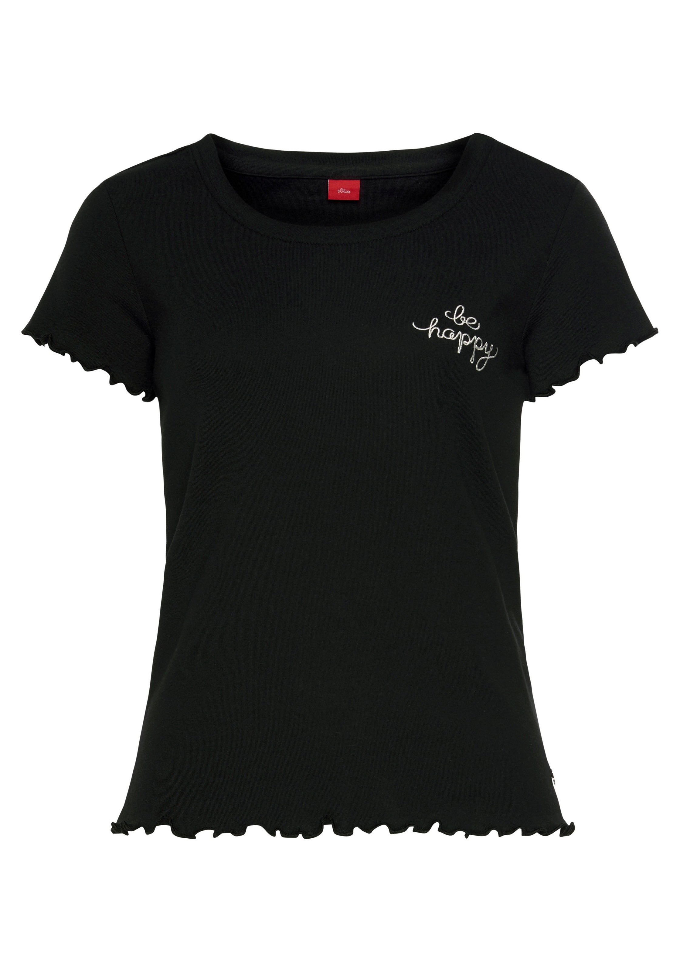 kaufen s.Oliver online BAUR T-Shirt, Kräuselsaum | mit