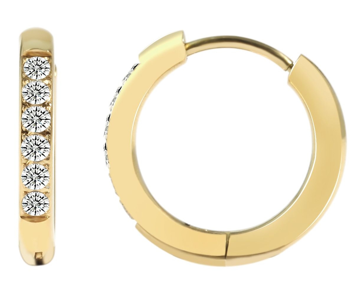 Adelia´s Klappcreolen »Damen Ohrringe – Klappcreole aus Edelstahl mit Strass Steinchen« Ideal als Geschenk zum einfach so