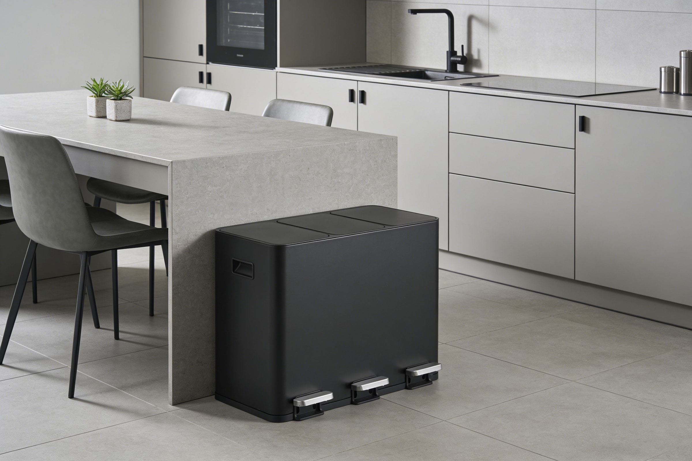 OTTO home Mülleimer »Garrin, Soft Close, Fassungsvermögen 3x 15 Liter« 3 Behälter Mülltrennsystem mit 3 separaten Innenbehältern und Fußtrittpedalen