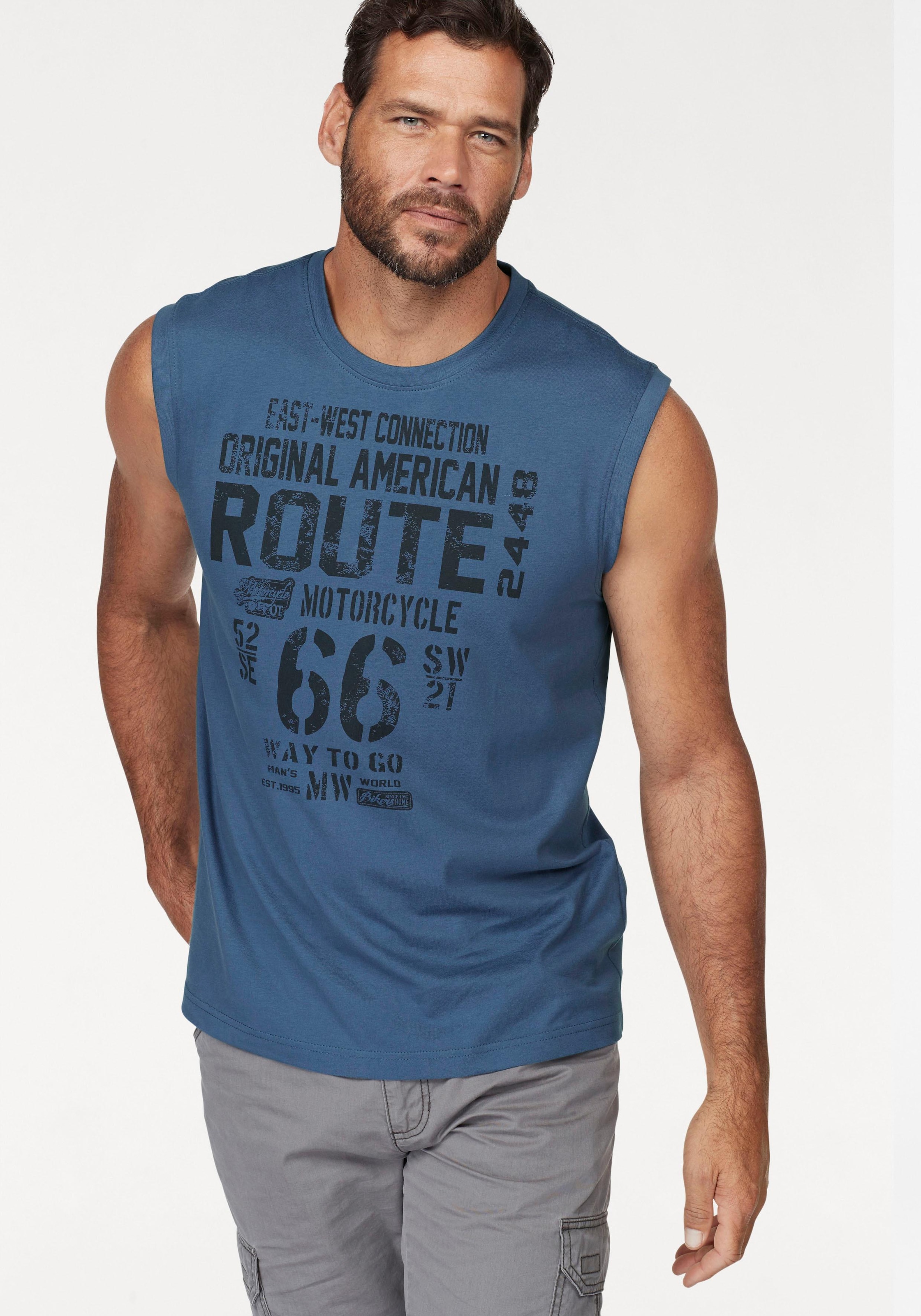 Man's World Muscleshirt, (2er-Pack), ärmellos, bedruckt, Rundhalsausschnitt, aus 100% Baumwolle