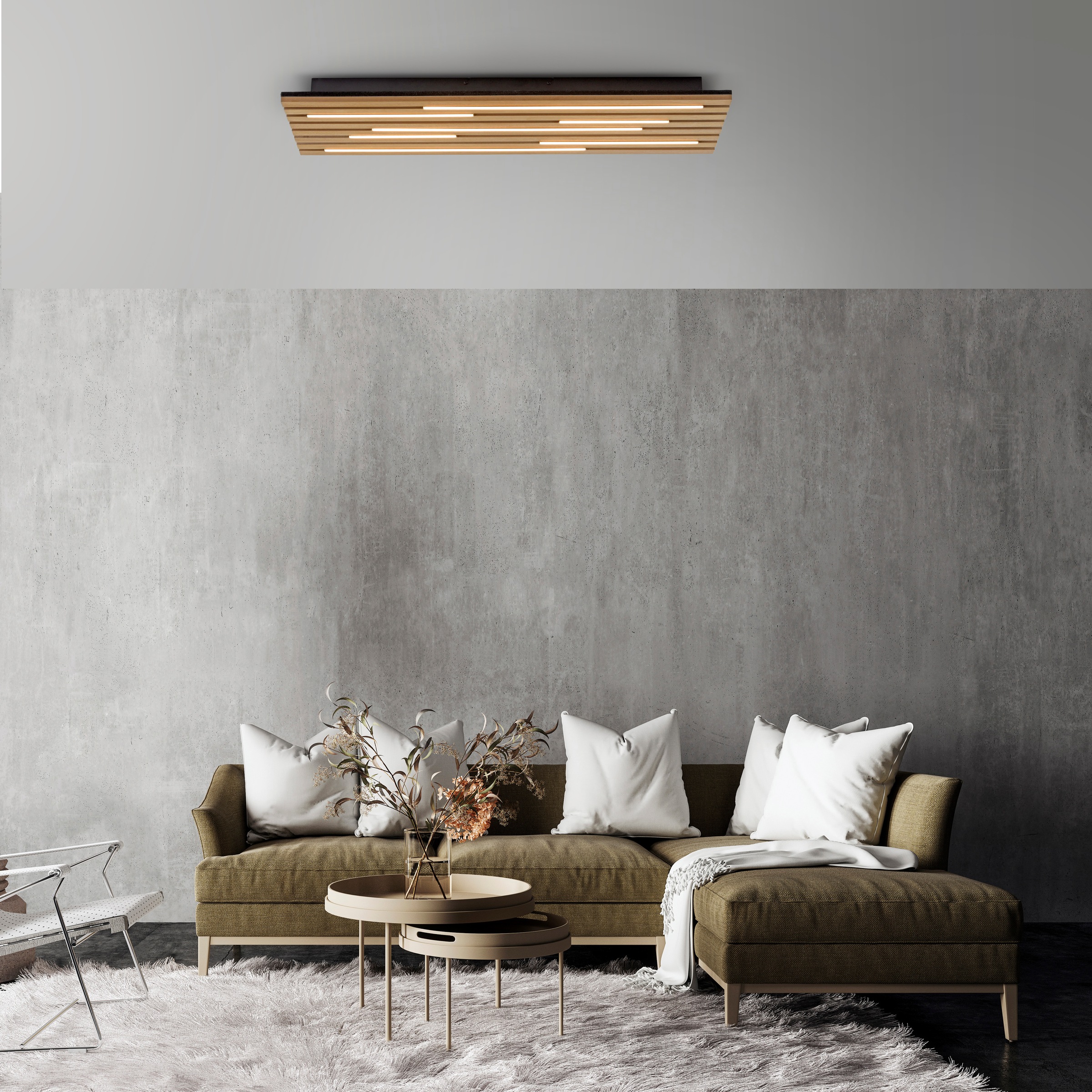 JUST LIGHT LED Deckenleuchte »AKUSTIK« LED-Board 1 Stk. Warmweiß Akustikpaneel mit Echtholzfurnier: Eiche