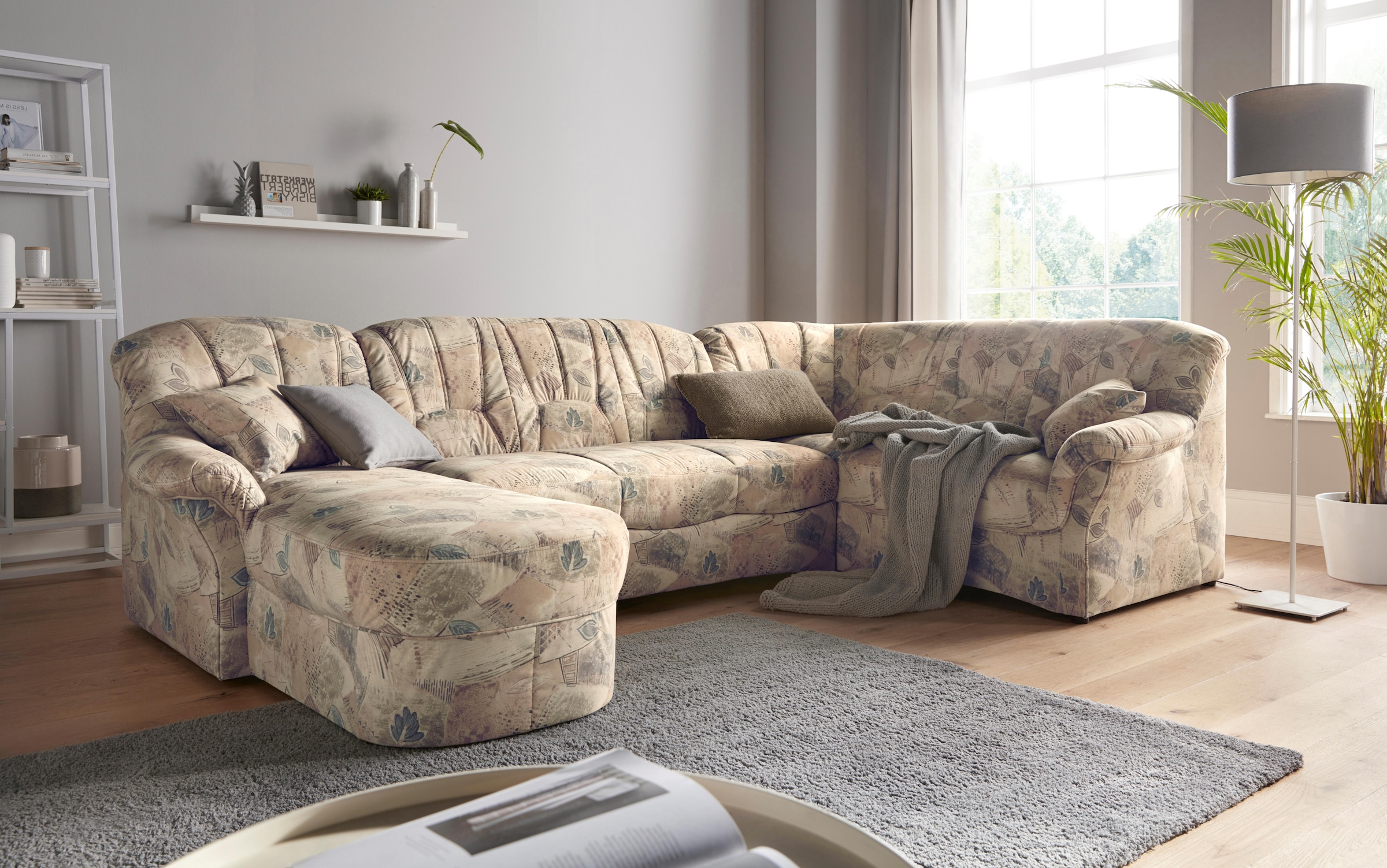 DOMO collection "Bahia mit viel Platz, Breite 308cm, zeitloses Design, U-Form" Microfaser, natur