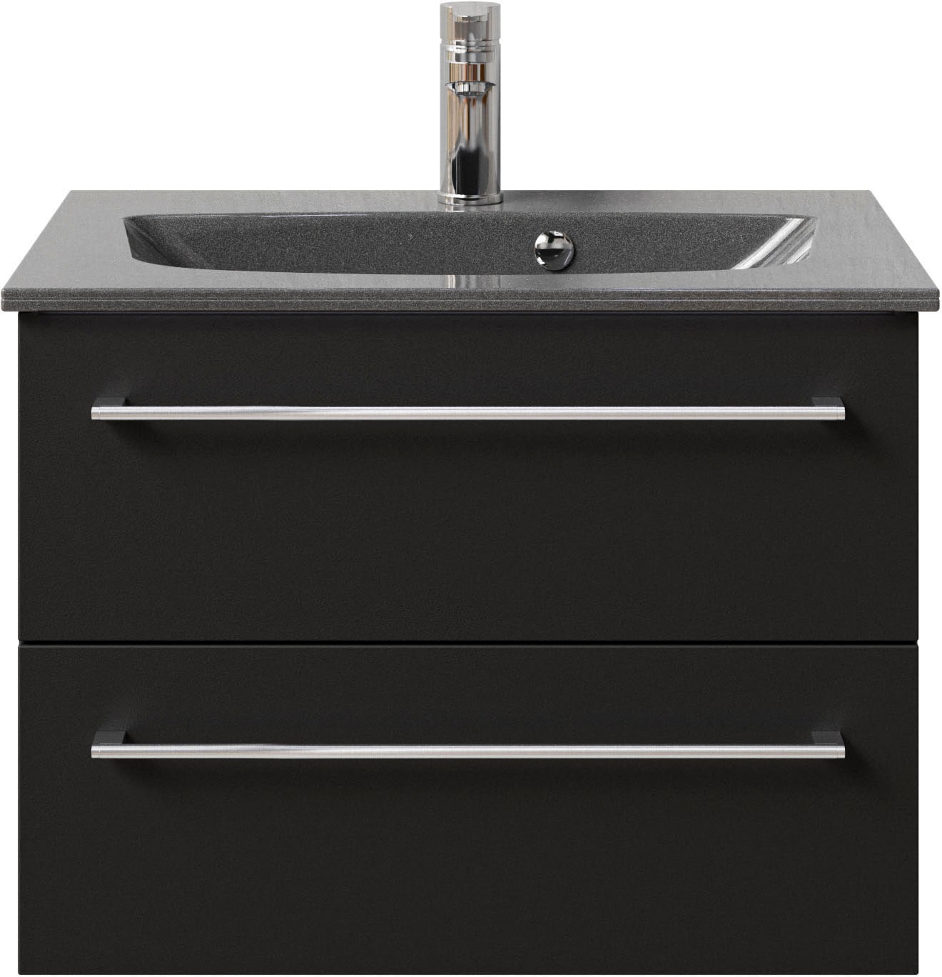 Saphir Waschtisch »Serie 6025 Mineralmarmor-Waschtisch mit Unterschrank, 67 cm breit«, Waschplatz mit 2 Schubladen, hängend, verschiedene Ausführungen