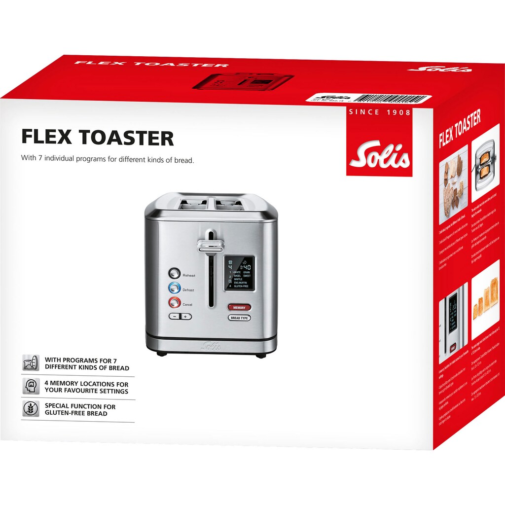 SOLIS OF SWITZERLAND Toaster »Flex Toaster«, 2 Schlitze, für 2 Scheiben, 950 W